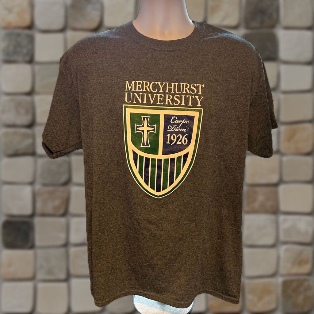 Gildan Mercyhurst University Shirt Men L Heather Gray Short Sleeve Crew Neck Graphic Print Logo University Sports 2010s Gildan Ultra Cotton Size US L / EU 52-54 / 3 - 1 Thumbnail