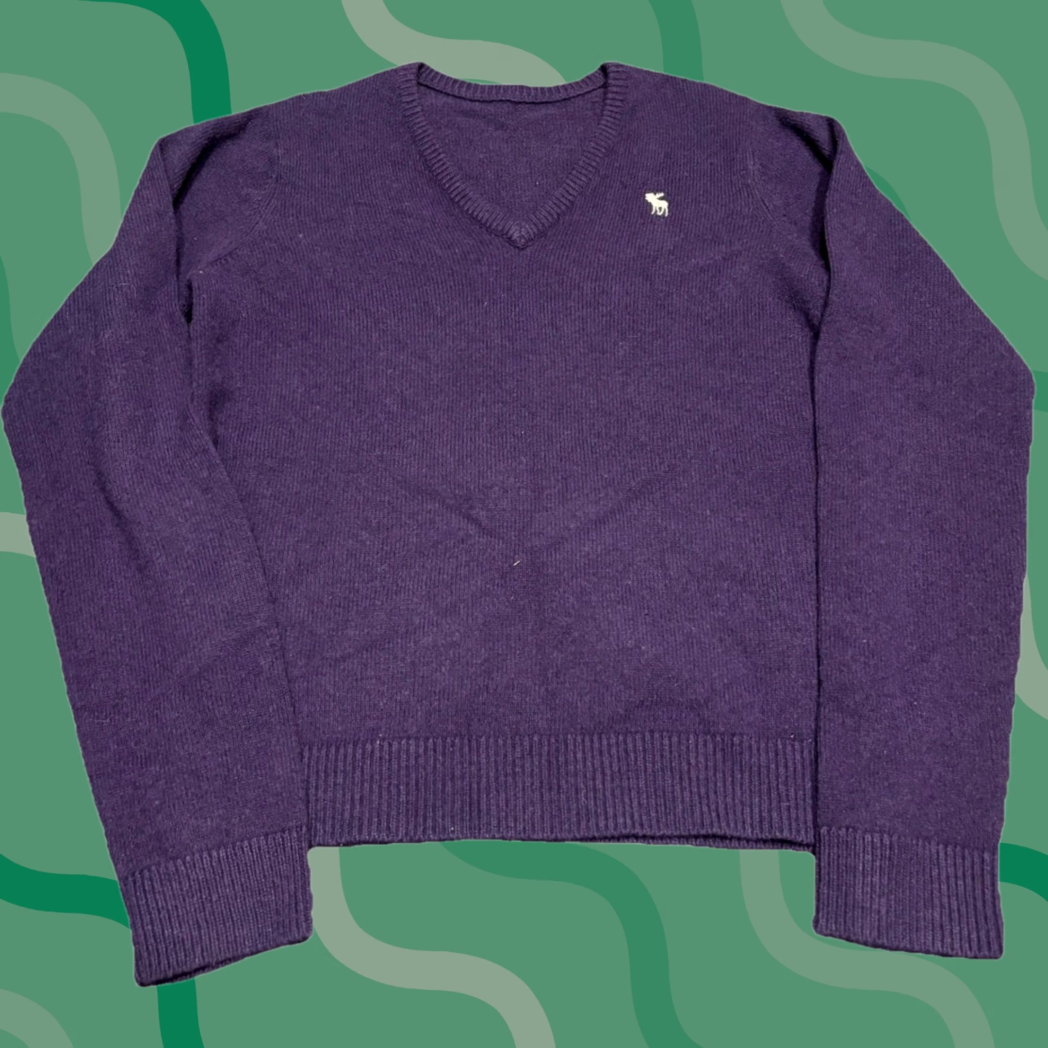 Abercrombie & Fitch VINTAGE Abercrombie & Fitch Sweater Mens L Purple 100% Cashmere V-Neck Pullover Knit Long Sleeve Logo Classic Size US L / EU 52-54 / 3 - 1 Thumbnail