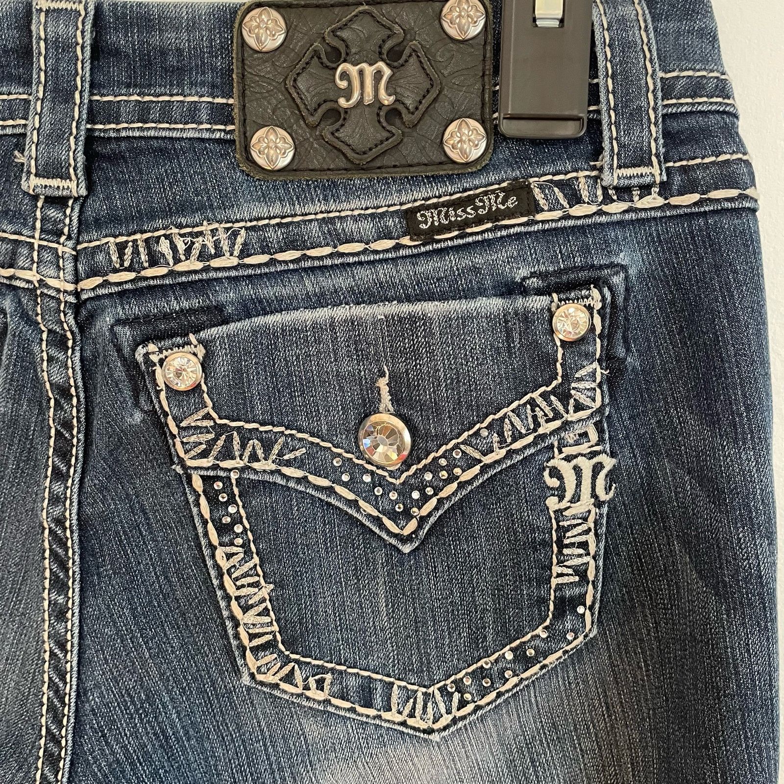 Miss Me Miss Me Easy Boot Jeans 28 Womens Bling Bootcut Denim Size 32" / US 10 / IT 46 - 4 Thumbnail