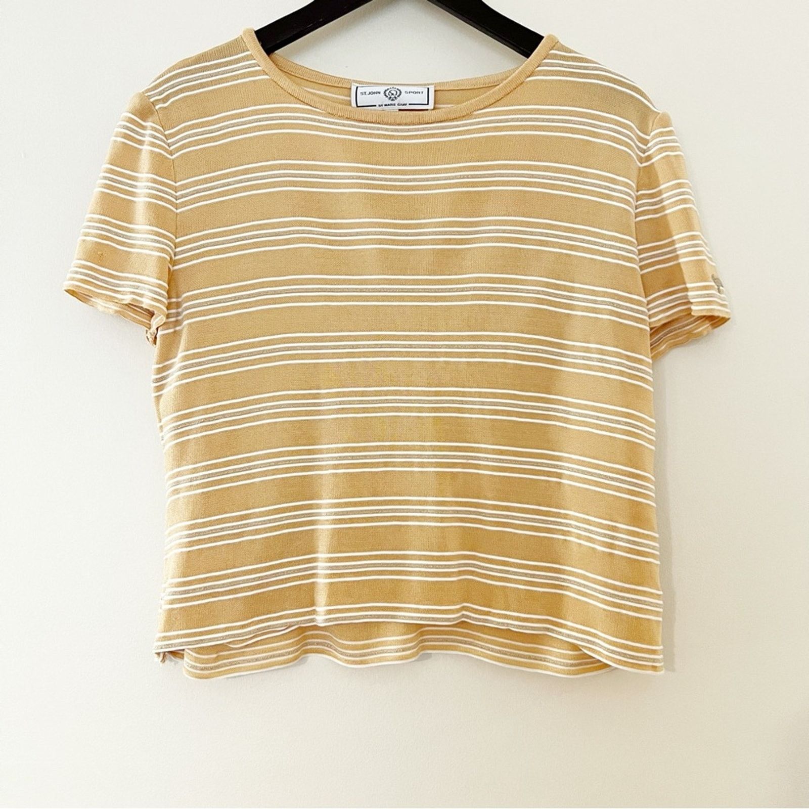 St. John × Vintage St. John Sport By Marie Gray Glitter Striped Pastel Knit Top Size L / US 10 / IT 46 - 1 Thumbnail