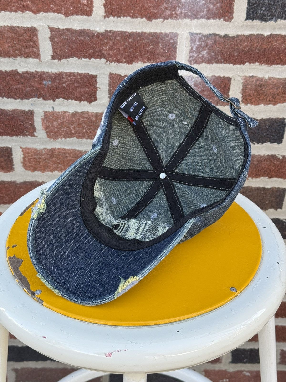 Japanese Brand Vintage 2001 Lucky “Original Vintage” Denim Cap Size ONE SIZE - 12 Thumbnail