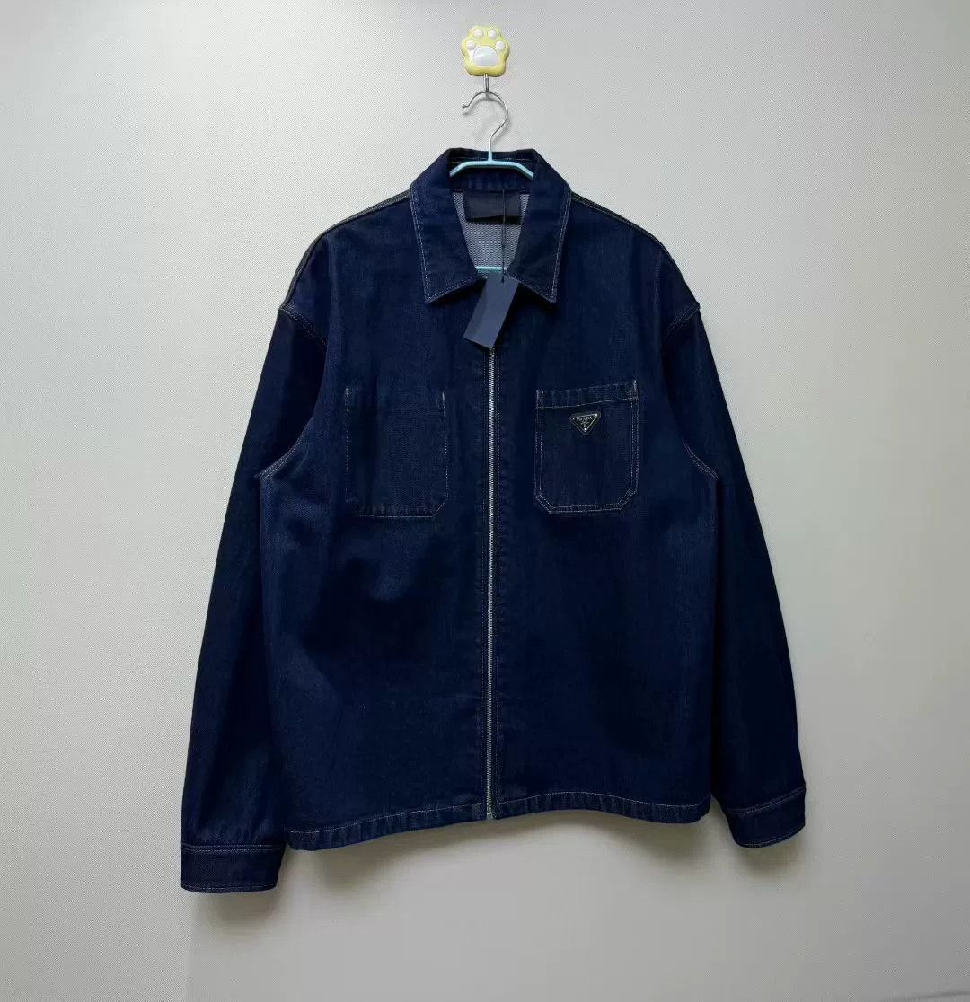 Prada Prada New Blue Denim Jacket with Logo Size US L / EU 52-54 / 3 - 1 Thumbnail
