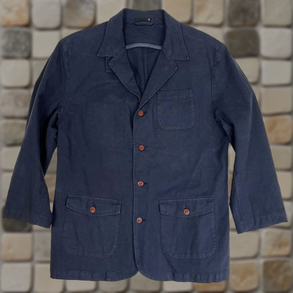 Vintage Linksoul Blazer Jacket Navy XL Mens 4-Button Solid Cotton Blend Size 46R - 1 Thumbnail