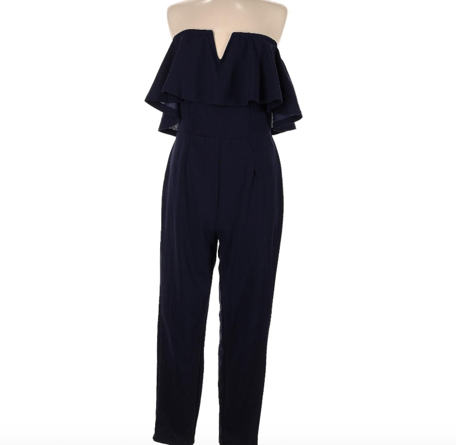 Shein Shein Blue Strapless Ruffle Accent Jumpsuit Size M Size 32" / US 10 / IT 46 - 1 Thumbnail