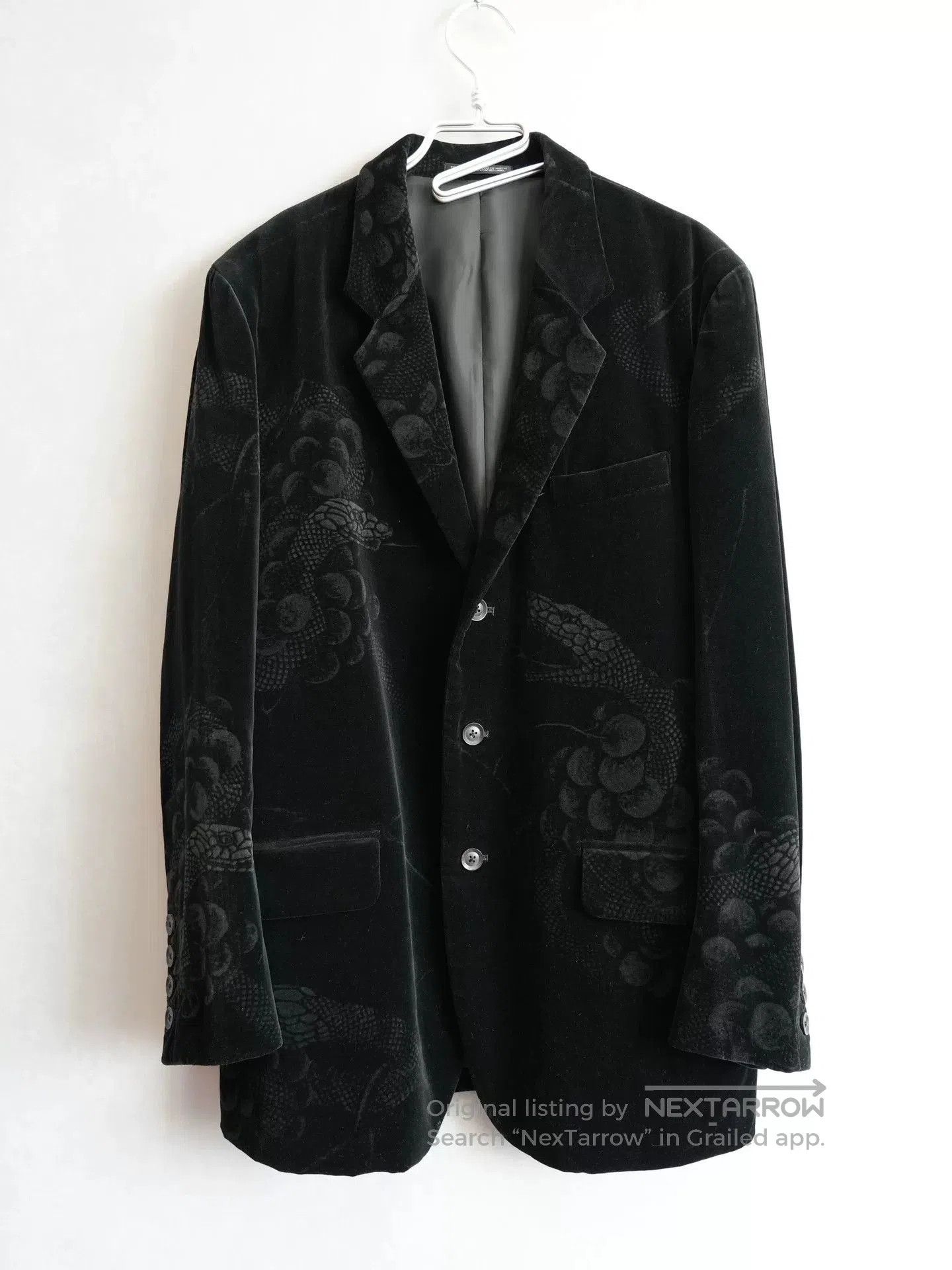yohji yamamoto velvet jacket with grapes design.