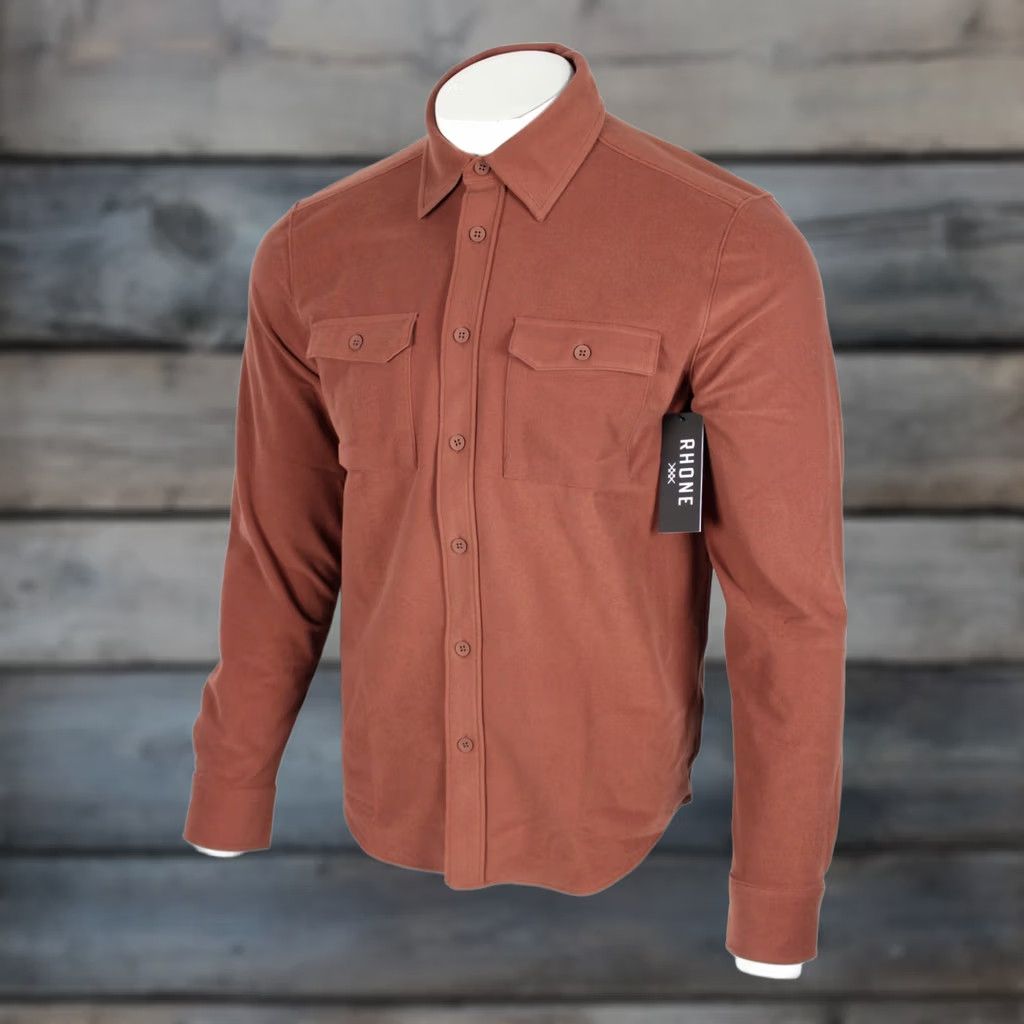 Rhone Rhone Men's Stowaway Overshirt Long Sleeve Button Shirt M Medium Cinnamon Size US M / EU 48-50 / 2 - 1 Thumbnail