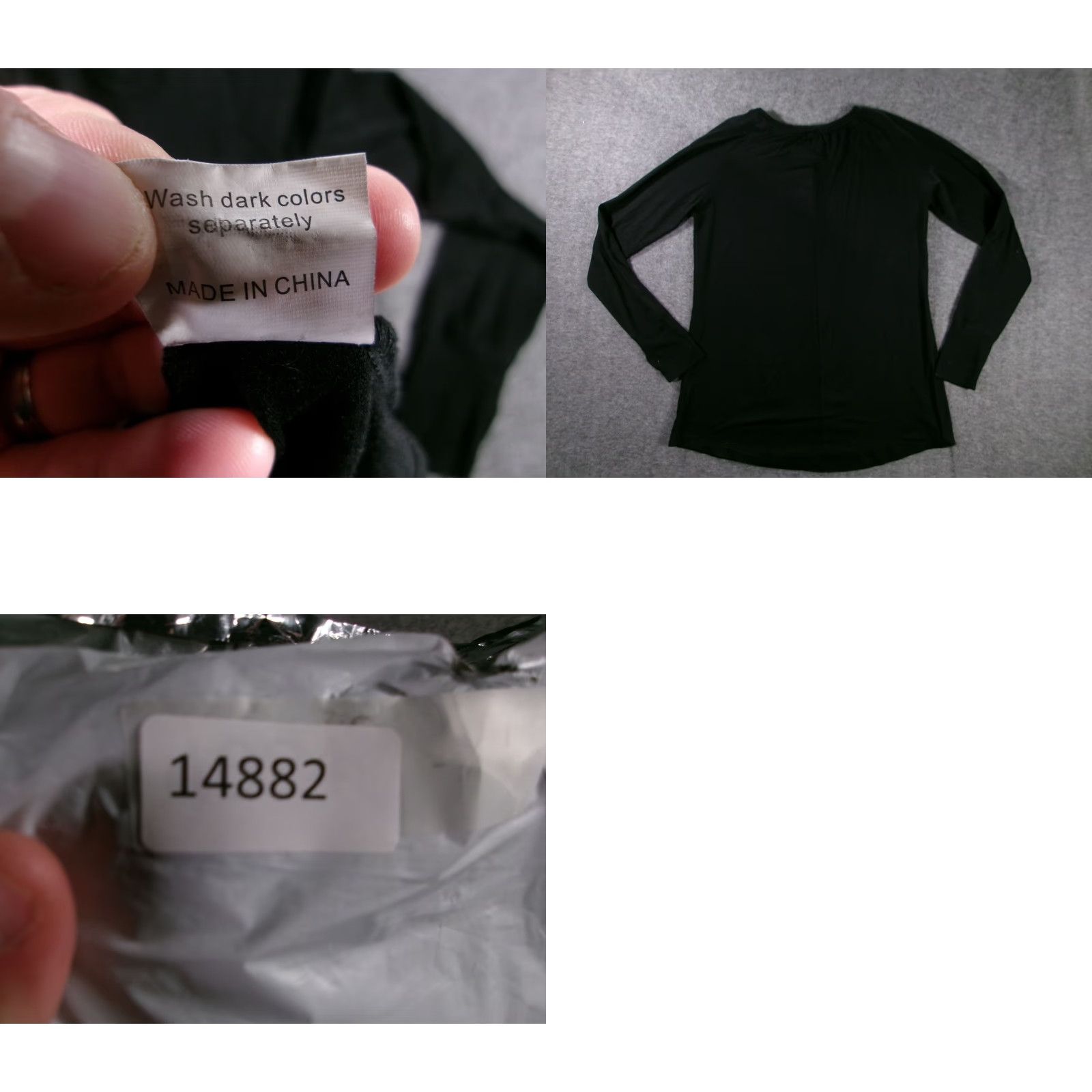 Layer 8 ELGOGY Shirt Women L Black Long Sleeve Scoop Neck Stretch Tunic Slim Fit Top Size L / US 10 / IT 46 - 8 Thumbnail