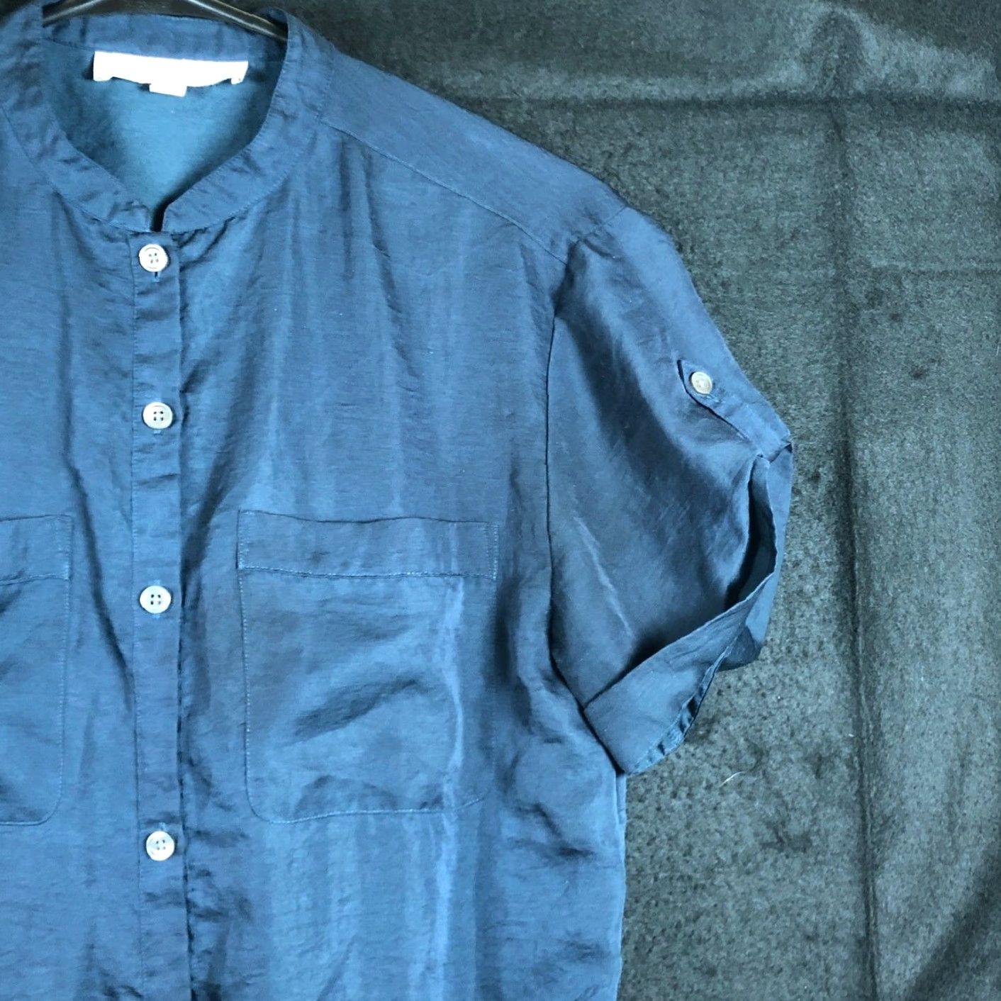 Loft LOFT Ann Taylor Womens Blouse Navy Blue Button Down Wrap Lightweight XS Short Sleeve Casual Workwear Regular Buttoned Front, 30 Day Returns Size XS / US 0-2 / IT 36-38 - 5 Thumbnail