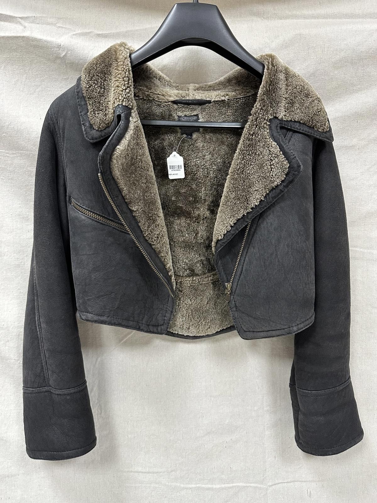 Designer Hide Society Black Cropped Sherling Jacket Size L / US 10 / IT 46 - 1 Thumbnail