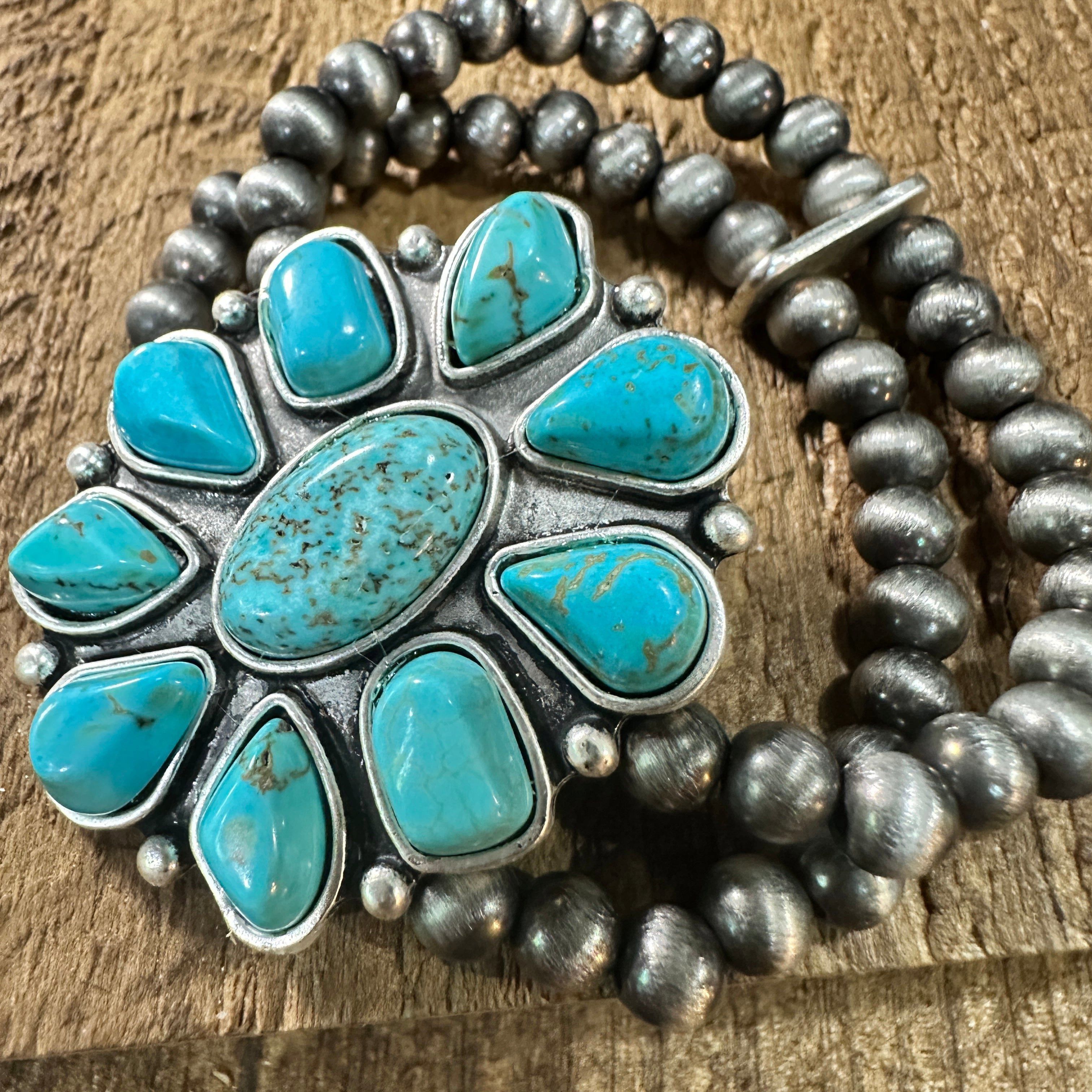 Other Handmade Turquoise Stretch Bracelet for Women, Native Americ Size ONE SIZE - 6 Thumbnail