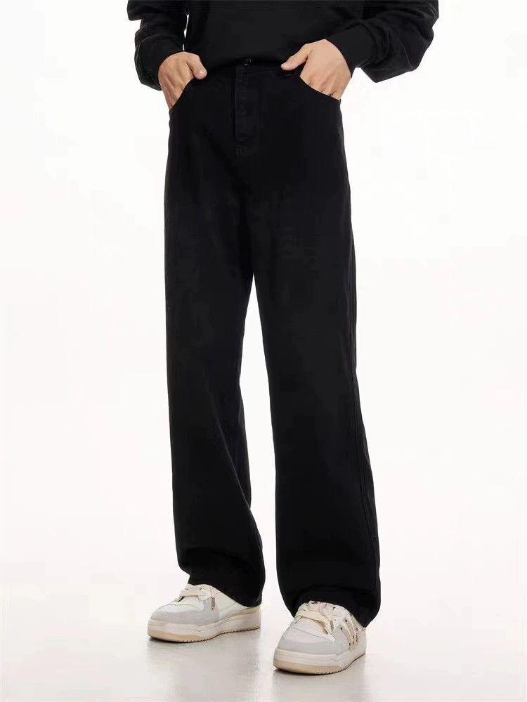 Japanese Brand High street men's loose straight casual cleanfit black jeans Size US 32 / EU 48 - 2 Thumbnail