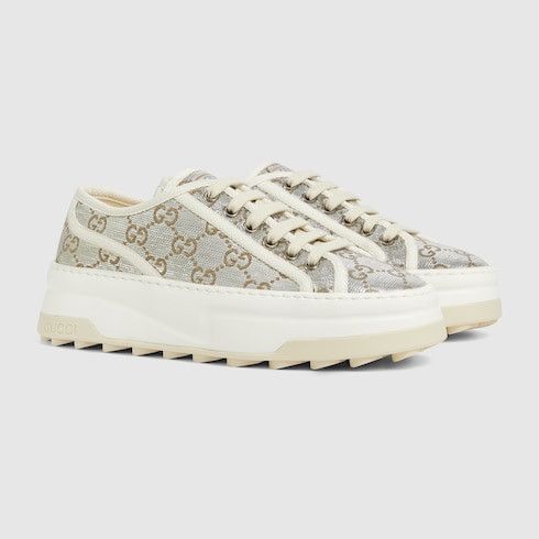 Gucci oc11z1025 GG Sneakers in Metallic Silver Size US 7.5 / IT 37.5 - 2 Thumbnail