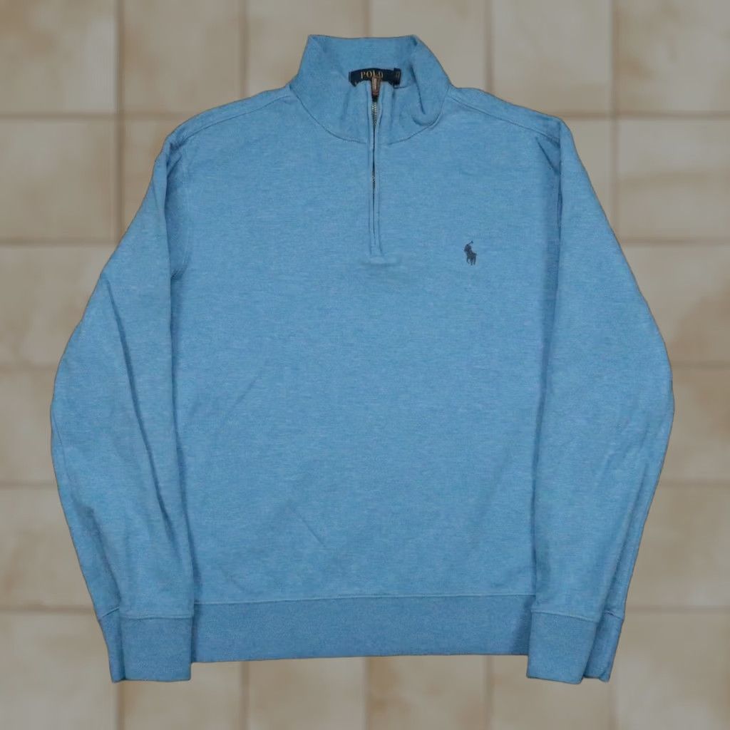 Polo Ralph Lauren Polo Ralph Lauren Mens Medium Blue Quarter Zip Heather Jumper Size US M / EU 48-50 / 2 - 1 Thumbnail