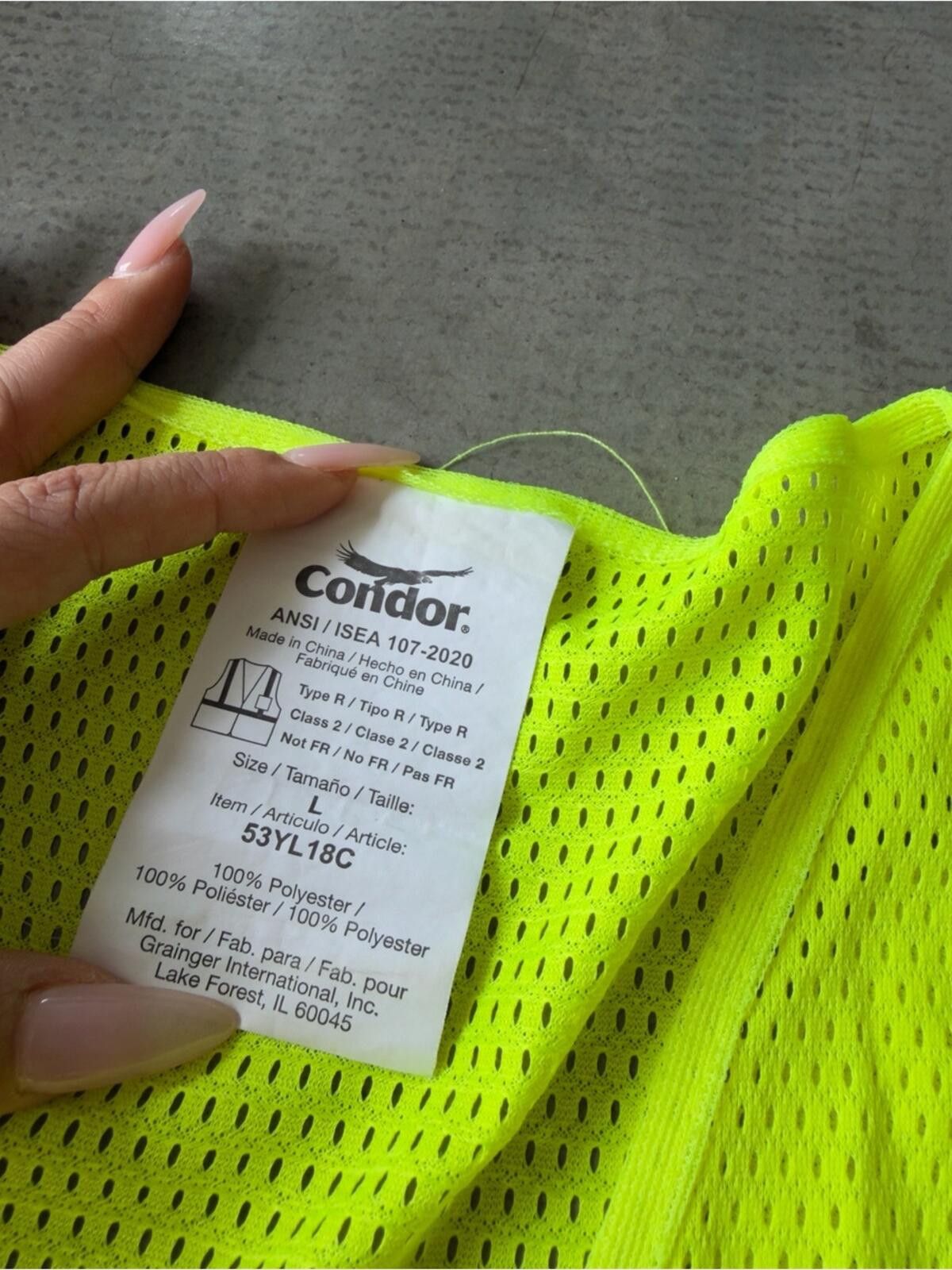 Connor McKnight Condor / Safety Vest Reflective / Neon Yellow / ANSI Class 2 Size ONE SIZE - 2 Thumbnail
