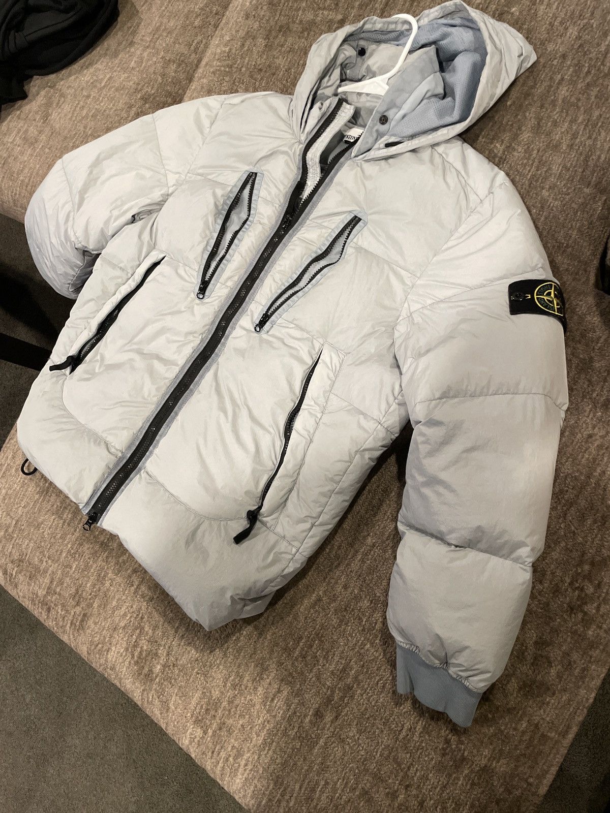 05AW STONE  RASO FLOCCATO ライオットマスク STONE ISLAND AW05 RASO FLOCCATO RIOT MASK JACKET (L) - Jazzy
