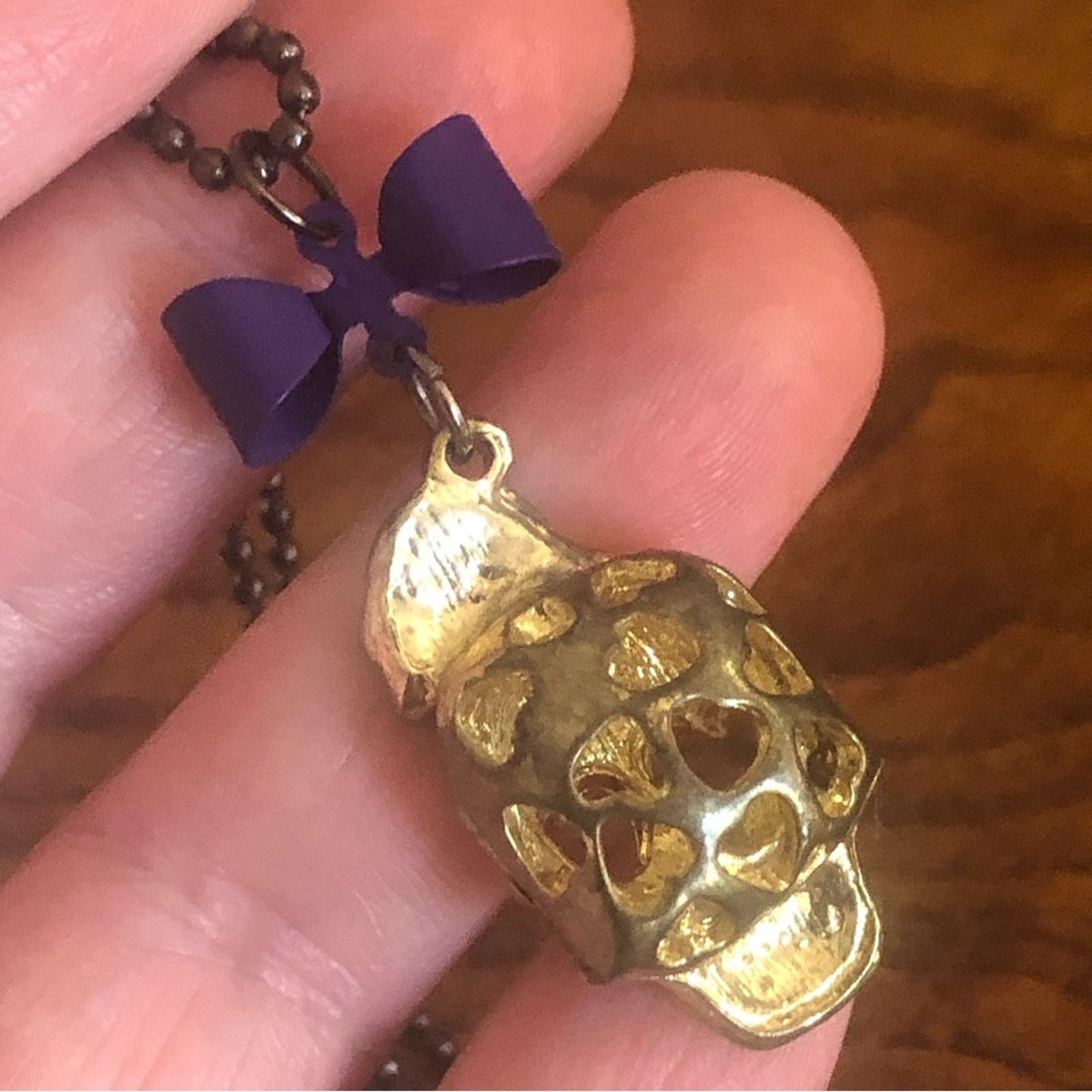 Jewelry Aurora borealis hollow skull pendant on chain necklace Size ONE SIZE - 9 Thumbnail