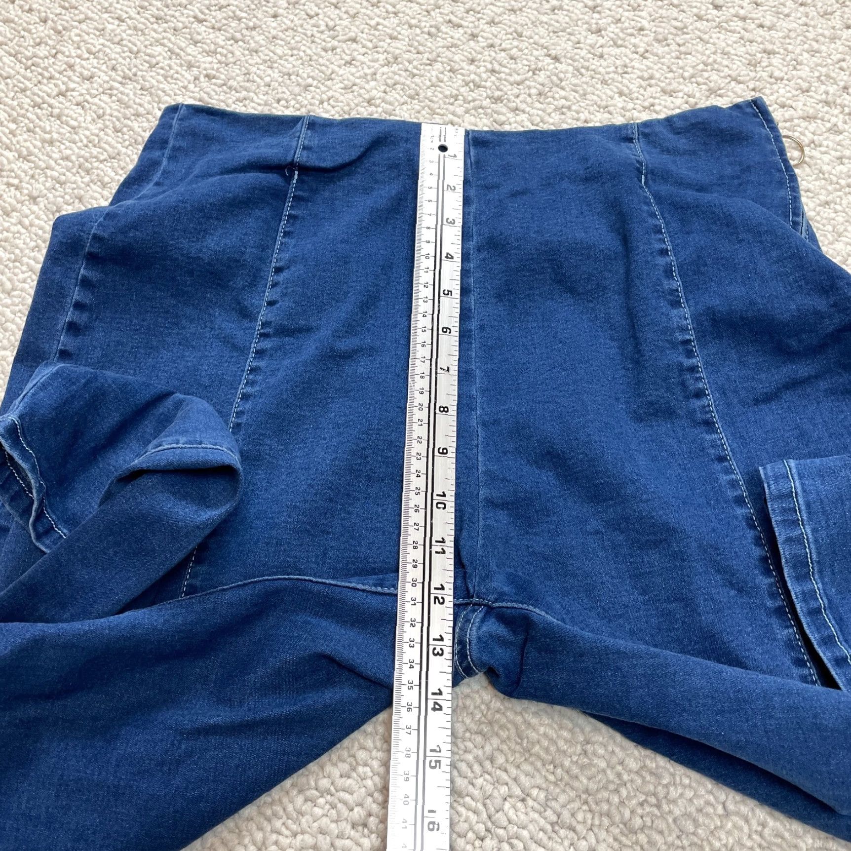 Shein Shein Jeans Womens 2XL Curve High Rise Dark Wash Blue Denim Zip 32x28 Leg Size 40" / US 18 - 4 Thumbnail
