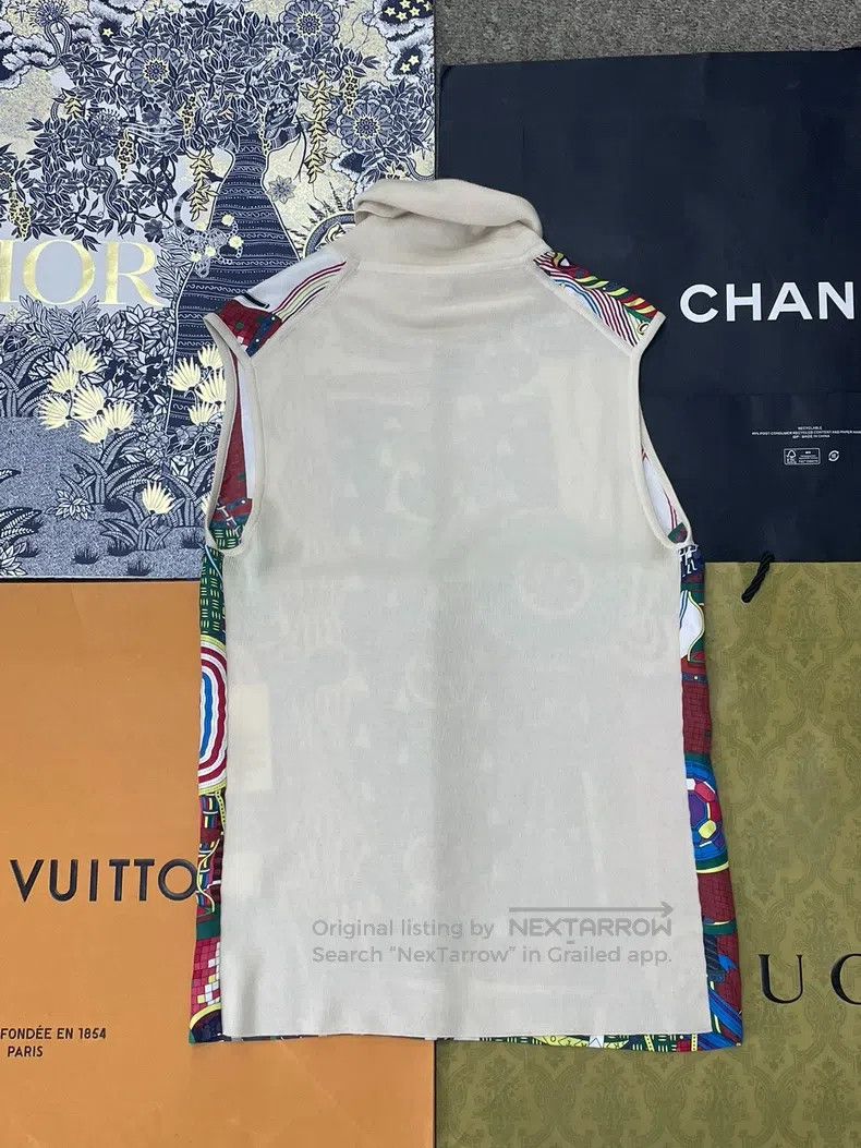 Hermes Hermes Silk and cashmere blend top with Hermès-style print Size XS / US 0-2 / IT 36-38 - 4 Thumbnail
