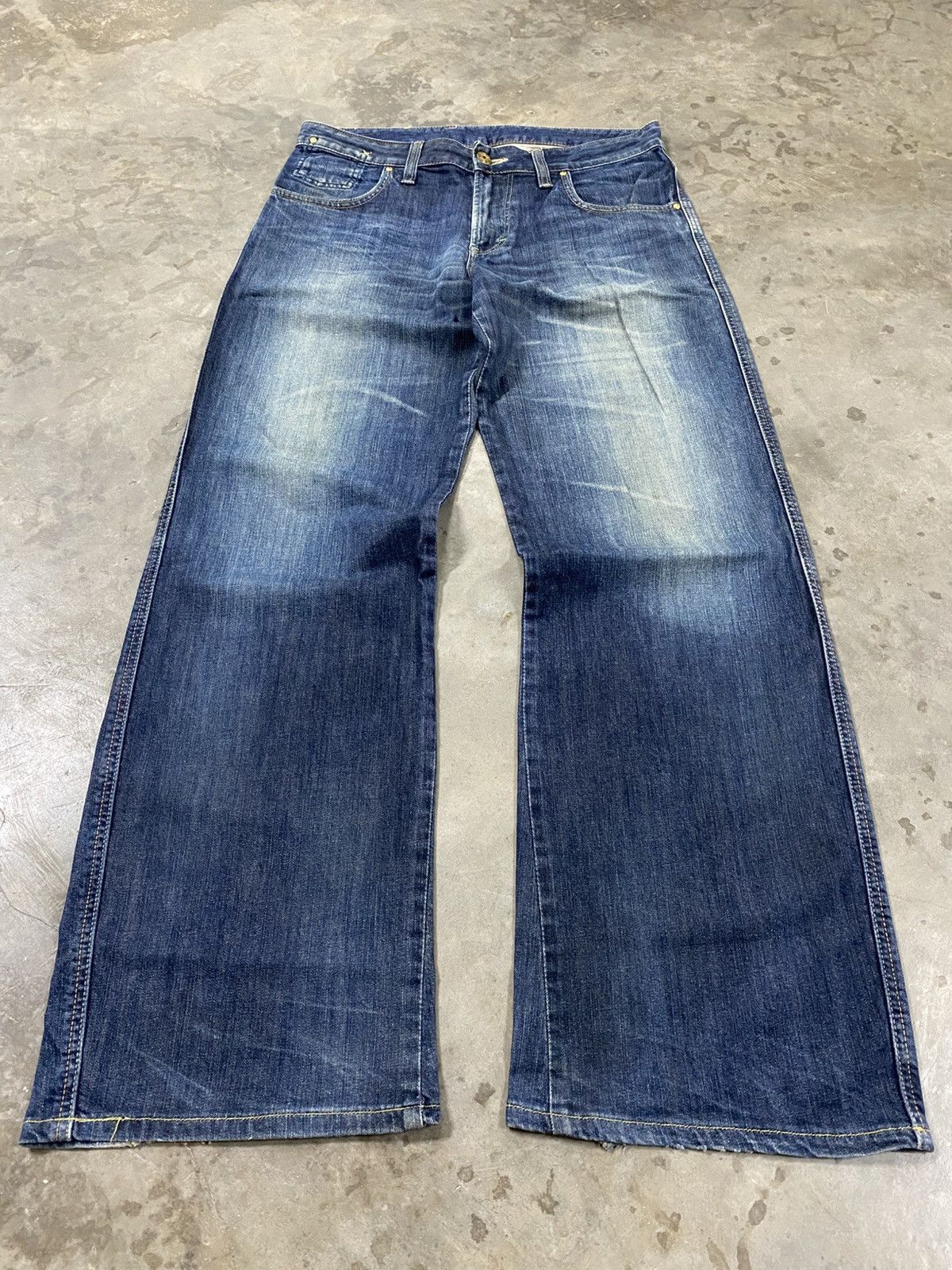 Lee Baggy Flare Vintage Lee Blue Distressed Denim @313 Size US 34 / EU 50 - 4 Thumbnail
