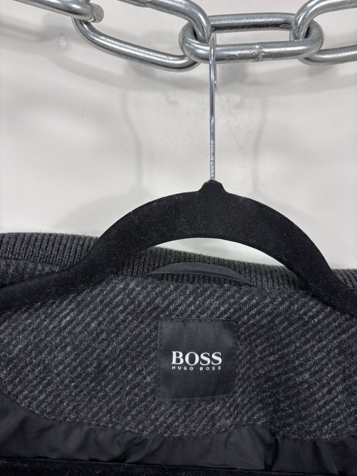 Hugo Boss Hugo Boss Men’s Herringbone Dark Grey Wool Blend Overcoat Size US M / EU 48-50 / 2 - 16 Thumbnail