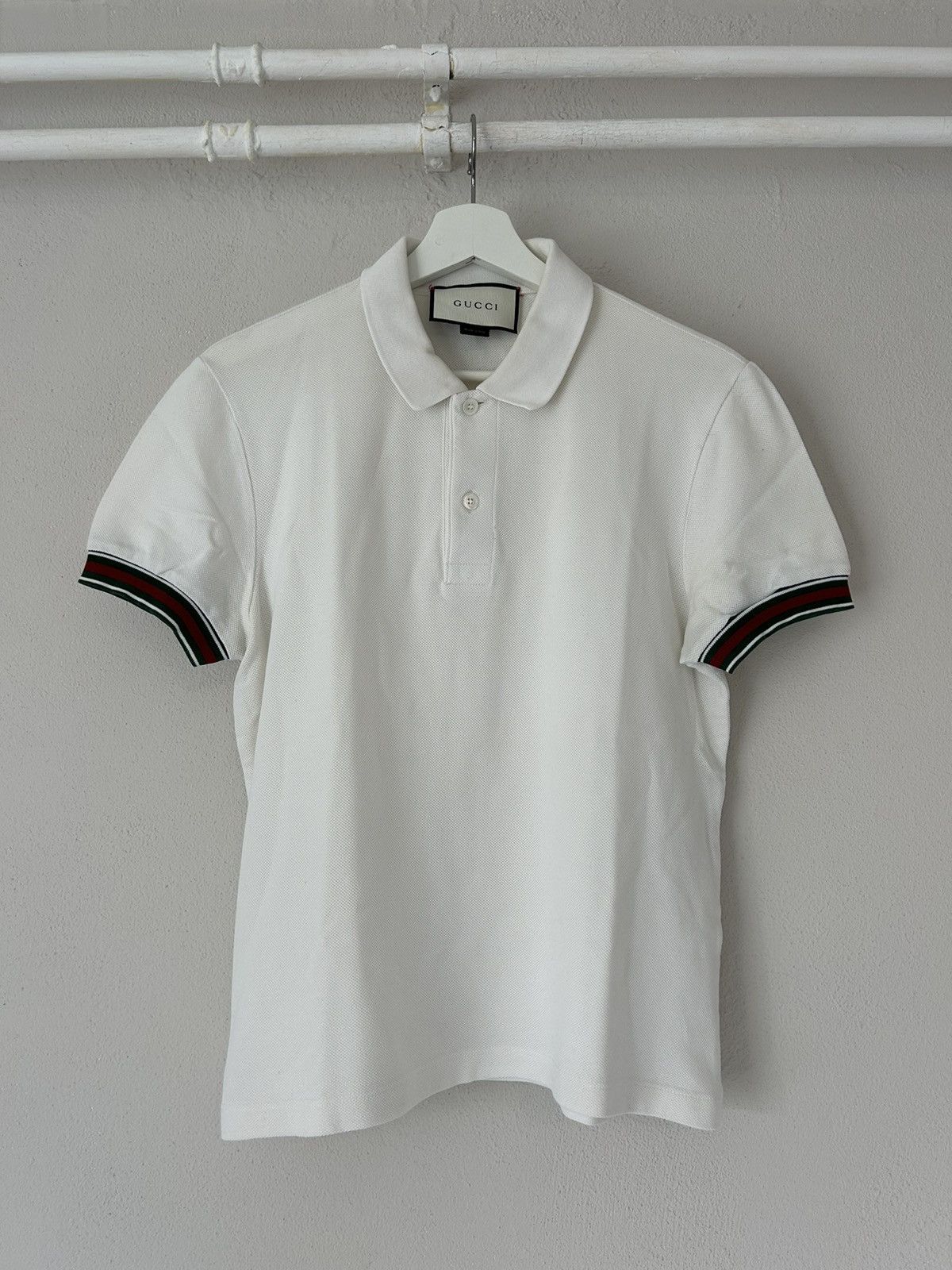 Gucci White Web Polo Size US S / EU 44-46 / 1 - 1 Thumbnail