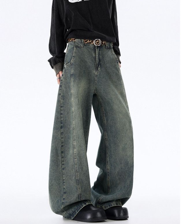 Vintage Japanese style retro distressed patchwork straight leg jeans Size US 32 / EU 48 - 2 Thumbnail