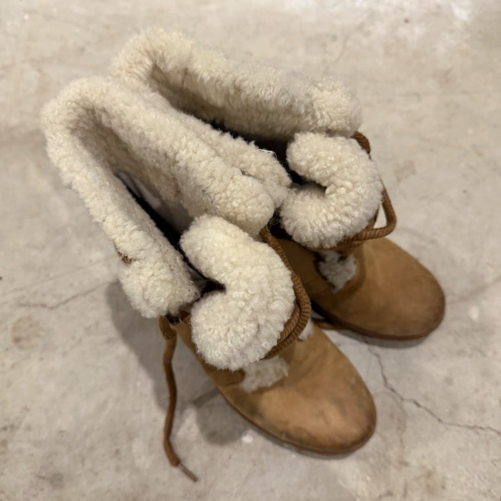 SOREL Sorel Joan Of Arctic Wedge II Shearling Brown Winter Boots US Women Size 8.5 Nubuck Mid-Calf Warm Fur Trim Shearling Rubber Heel Wedge Casual Size US 9 / IT 39 - 2 Thumbnail