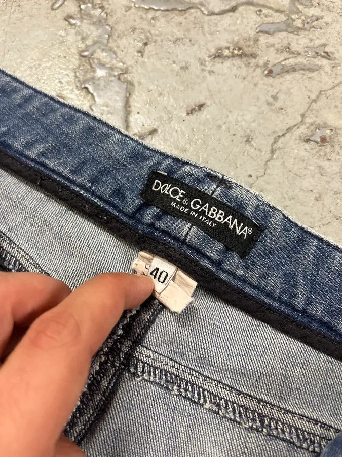 Designer × Dolce & Gabbana × Vintage 2000s Dolce & Gabbana Blue Distressed Denim Jeans Size 26" / US 2 / IT 38 - 7 Thumbnail