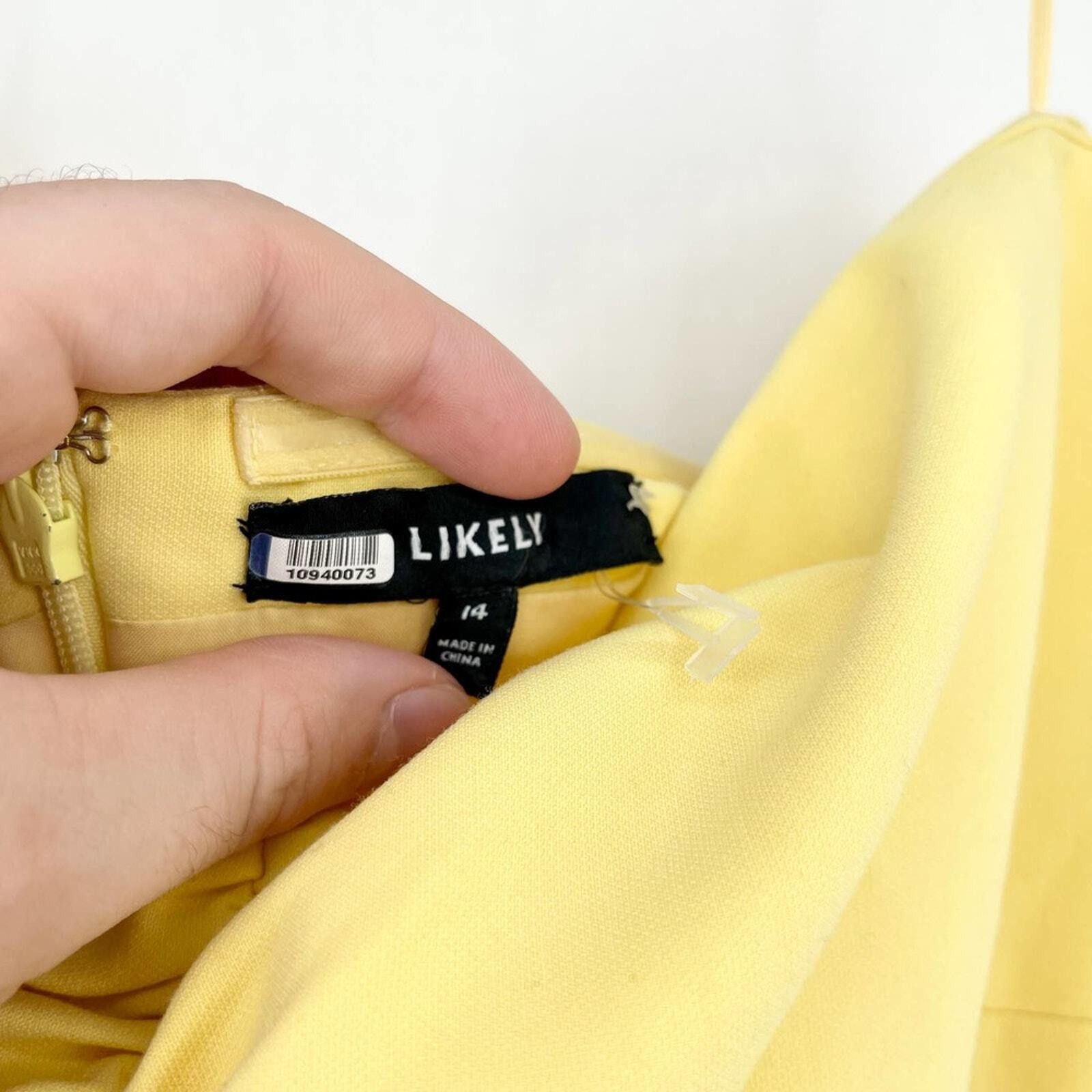 LIKELY Likely Strapless Carissa Yellow Ruffled Gown Maxi Dress 14 Size XL / US 12-14 / IT 48-50 - 2 Thumbnail