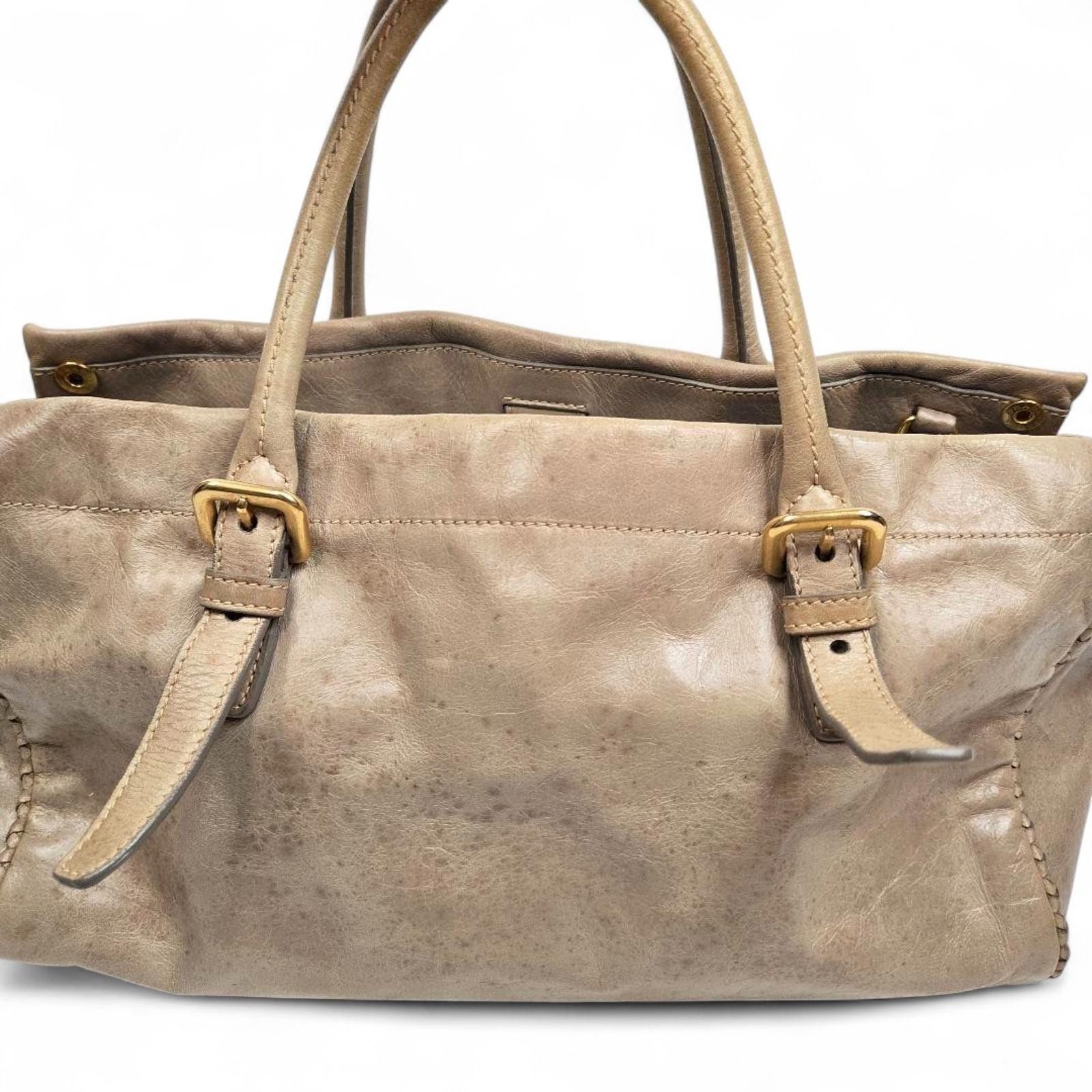Prada Prada - Beige Leather Handbag with Detachable Strap Size ONE SIZE - 3 Thumbnail