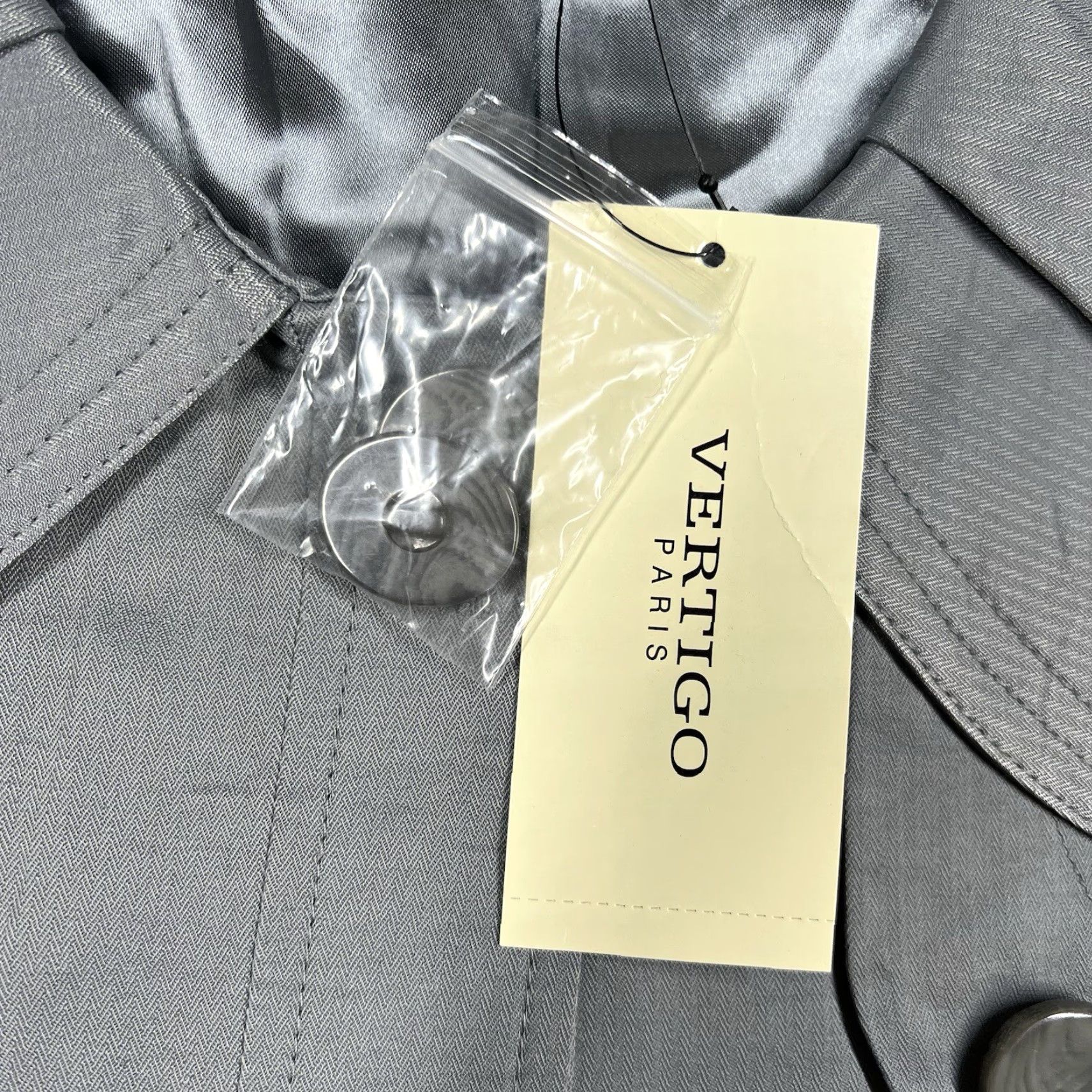 Vintage VINTAGE Vertigo Paris Women’s Swing Style Jacket Gray XL VT30638 Pea Coat Button Closure Women's Jacket Paris Theme Size XL / US 12-14 / IT 48-50 - 7 Thumbnail