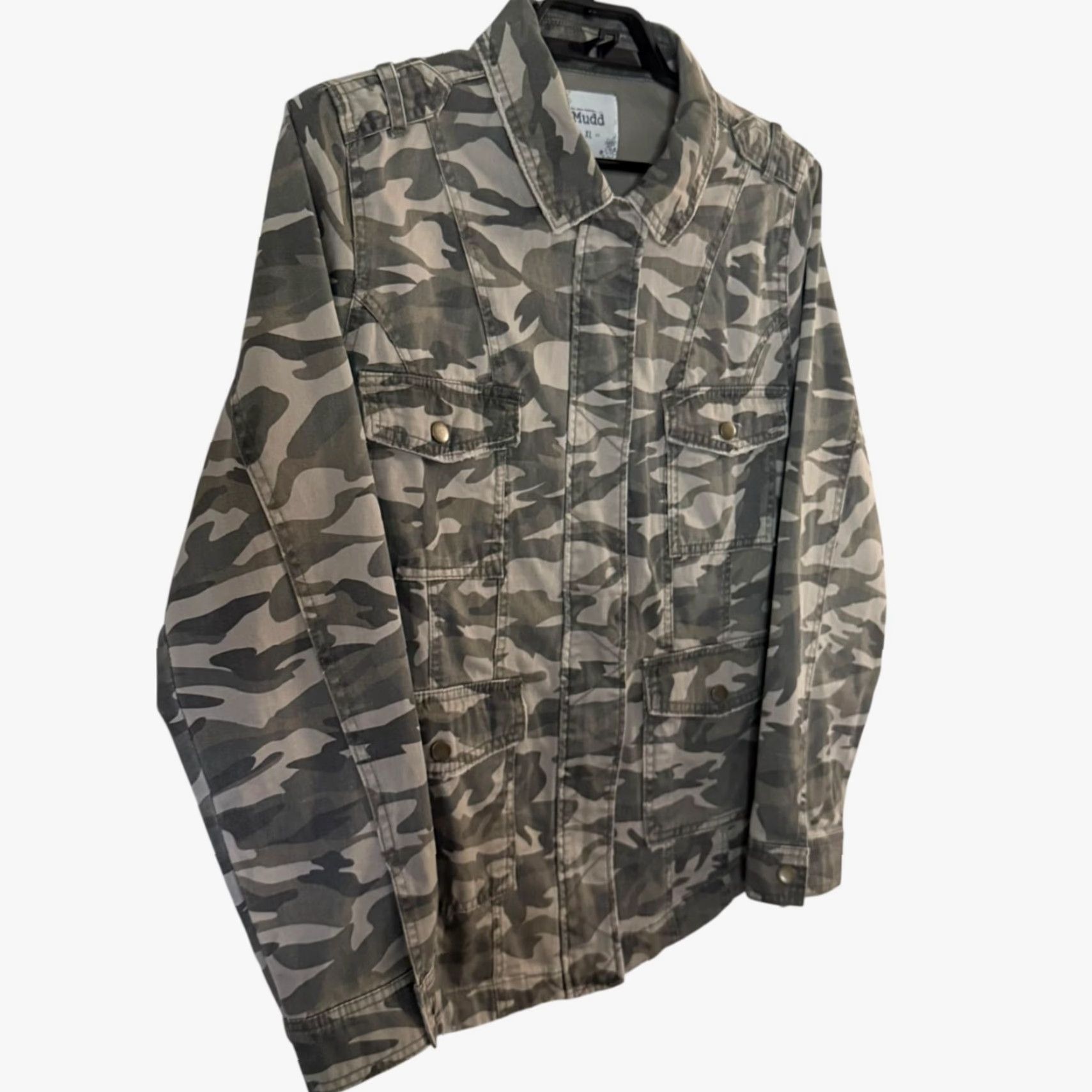 Vintage VINTAGE Mudd Camo Jacket Green Women's XL Military Grunge Casual Cargo 100% Cotton Size XL / US 12-14 / IT 48-50 - 3 Thumbnail