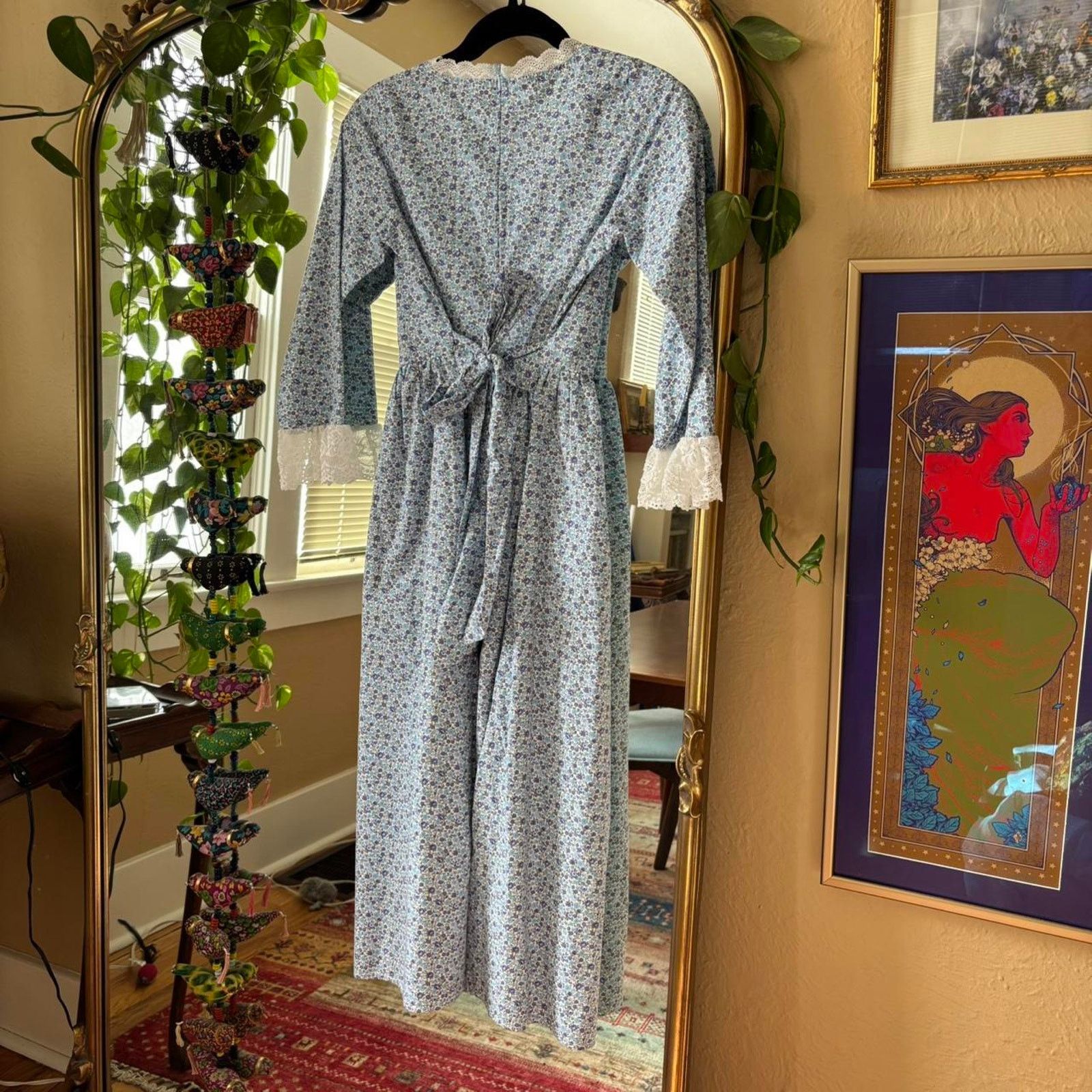 Other Scarlet Darkness Blue Floral Victorian Colonial Dress 12 13 Size XXS / US 00 / IT 34 - 5 Thumbnail