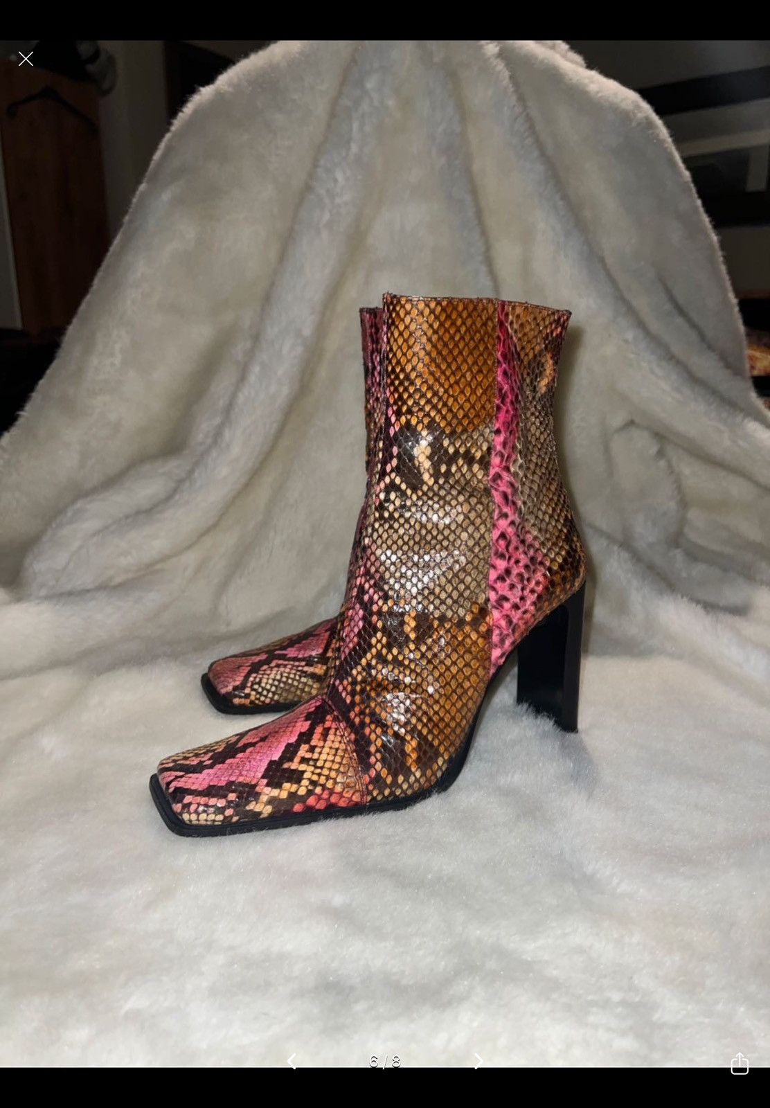 Le Silla Genuine Snake Skin Square Front Le Silla Boots Size US 7 / IT 37 - 2 Thumbnail
