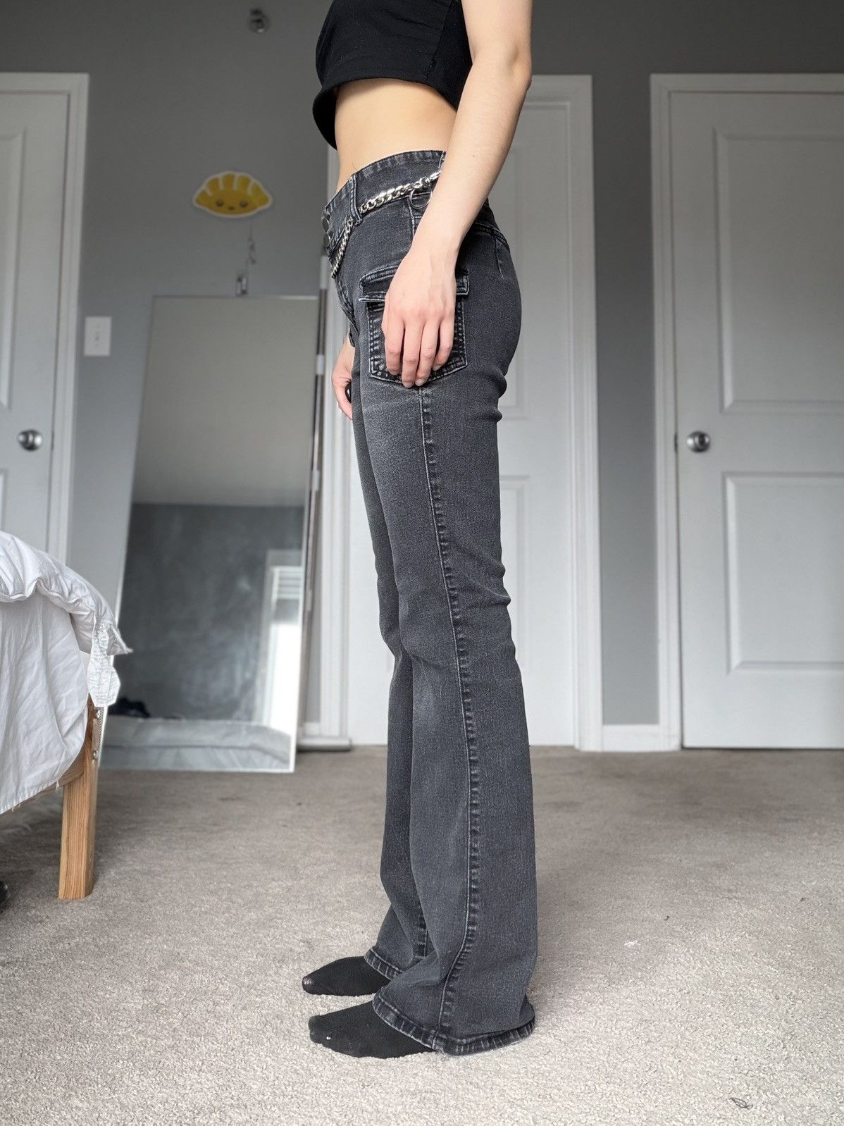 Other Y2K Cargo Pocket Flare Jeans Size 28" / US 6 / IT 42 - 2 Thumbnail