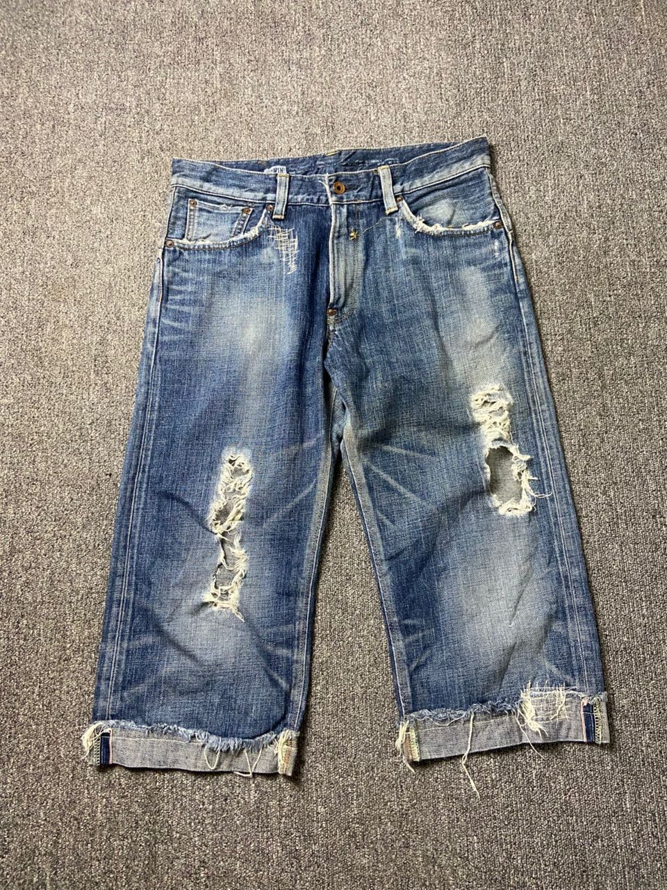 Edwin Edwin Distressed Ripped Crop Jeans (197) Size US 34 / EU 50 - 1 Thumbnail