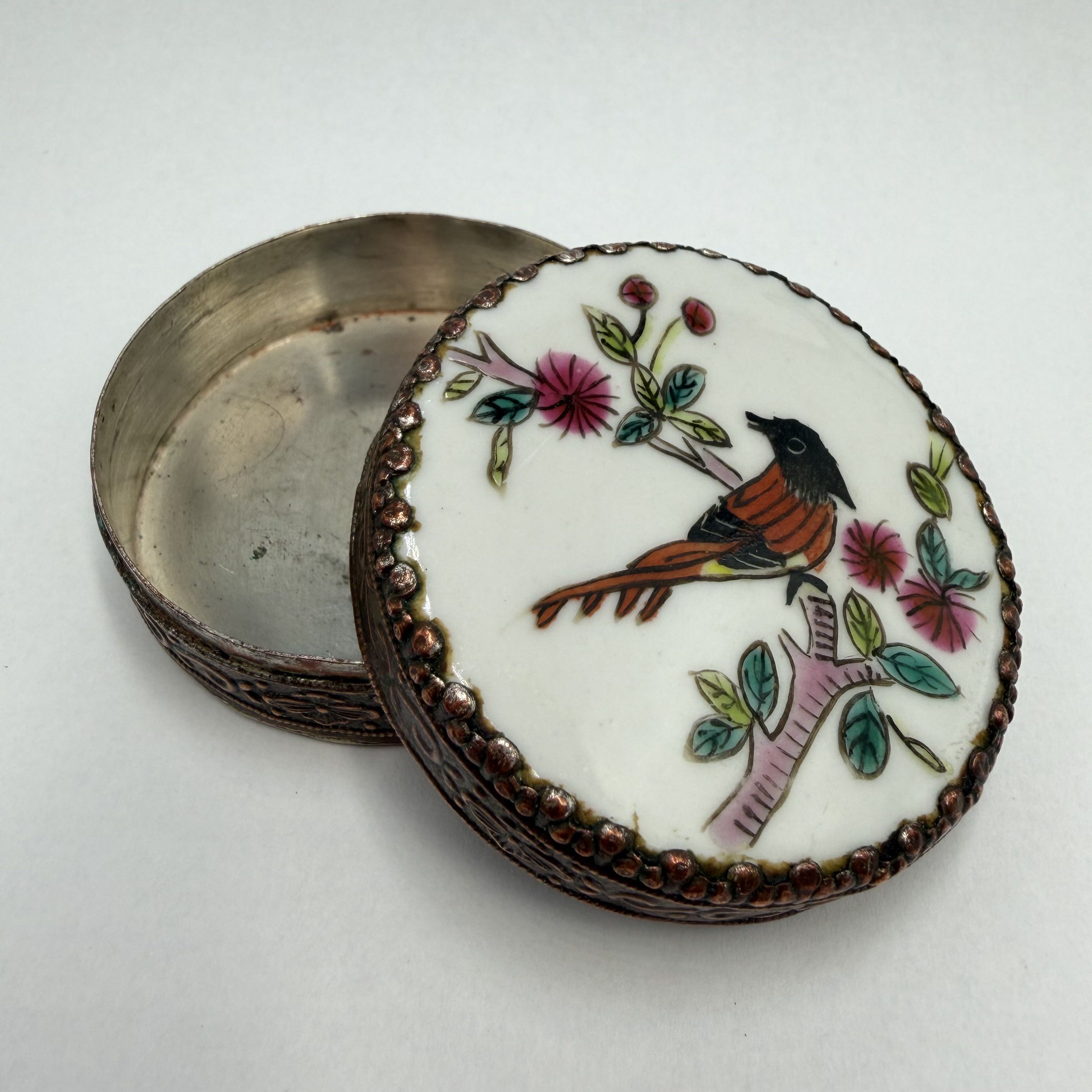 Vintage Vintage Cloisonne Enamel Powder Copper Vanity Trinket Box Size ONE SIZE - 7 Thumbnail