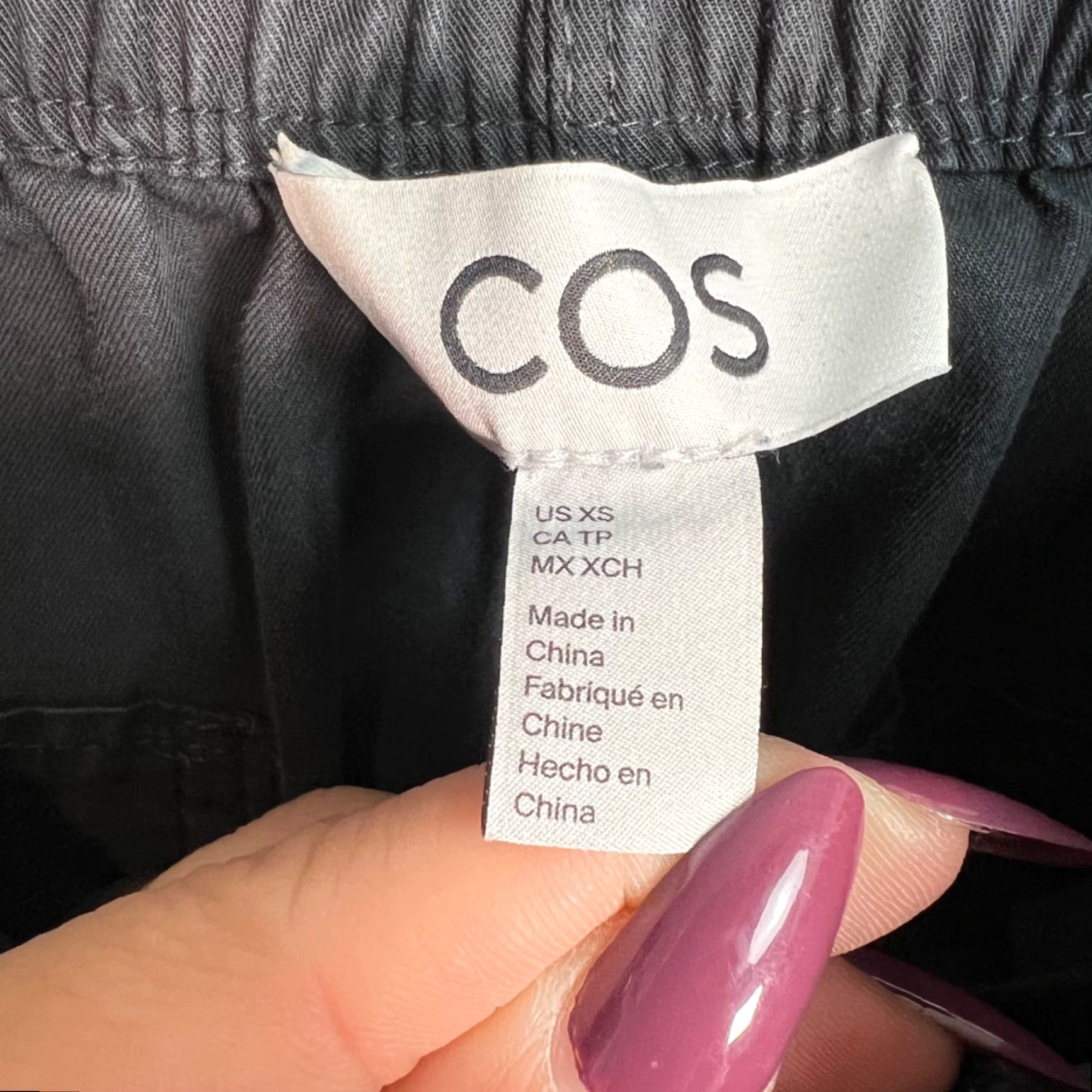 Cos COS Mens Pants XS Black Wide-Leg Cotton Blend Size US 27 - 3 Thumbnail