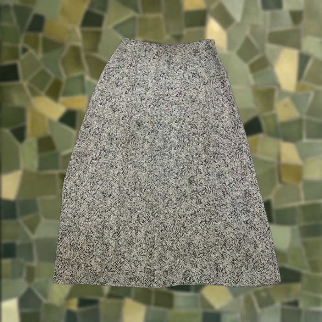 Halston VINTAGE Halston Silk A-Line Midi Skirt 12 Brown Taupe Black Animal Print Women's Size 34" / US 12 / IT 48 - 1 Thumbnail