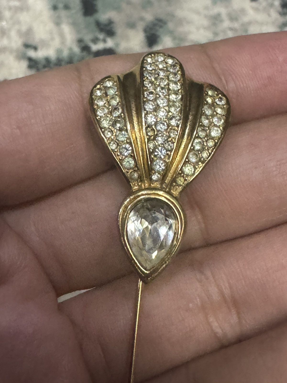 Jewelry × Lanvin × Vintage LANVIN GOLD TONE BROOCH PIN RHINESTONE Size ONE SIZE - 4 Thumbnail