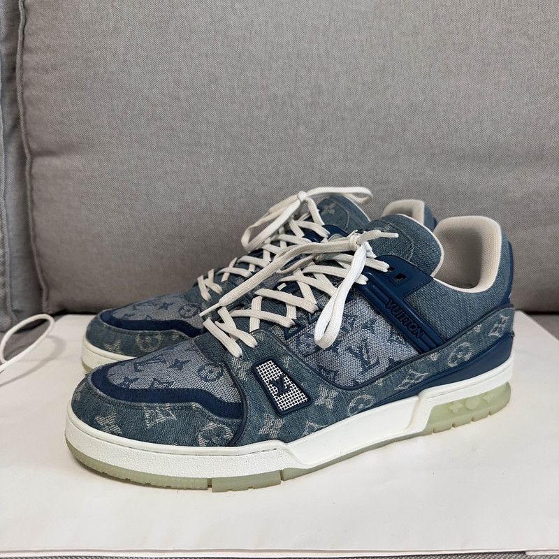 Louis Vuitton Louis Vuitton Blue Denim Fashion Low-Top Sneakers 0079 Size US 11 / IT 41 - 1 Thumbnail