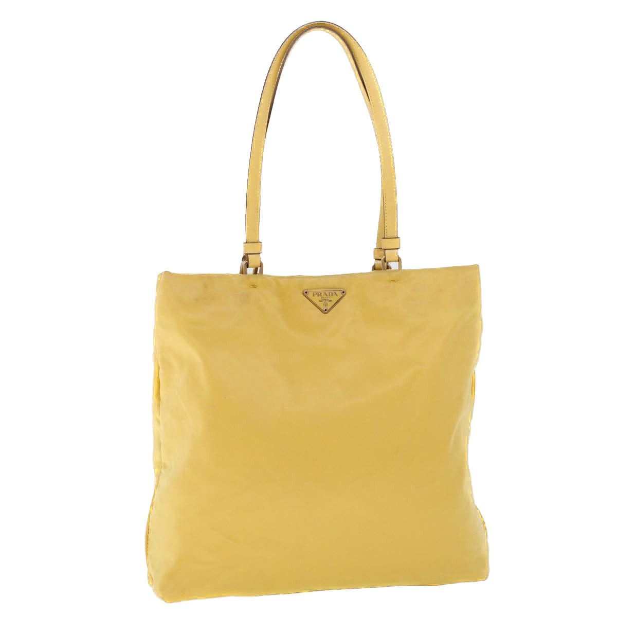 image of Prada Tote Bag Nylon Leather Yellow Auth 53710, Women's