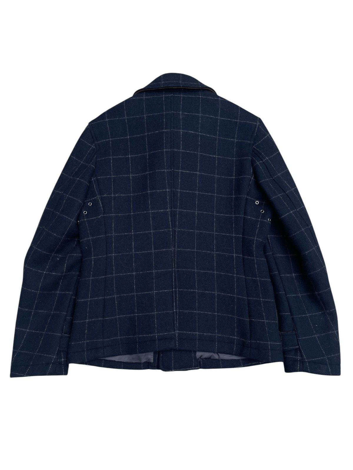 Ships Jet Blue SHIPS Japan Wool Windowpane Check Jacket Corduroy Collar Size US M / EU 48-50 / 2 - 2 Thumbnail
