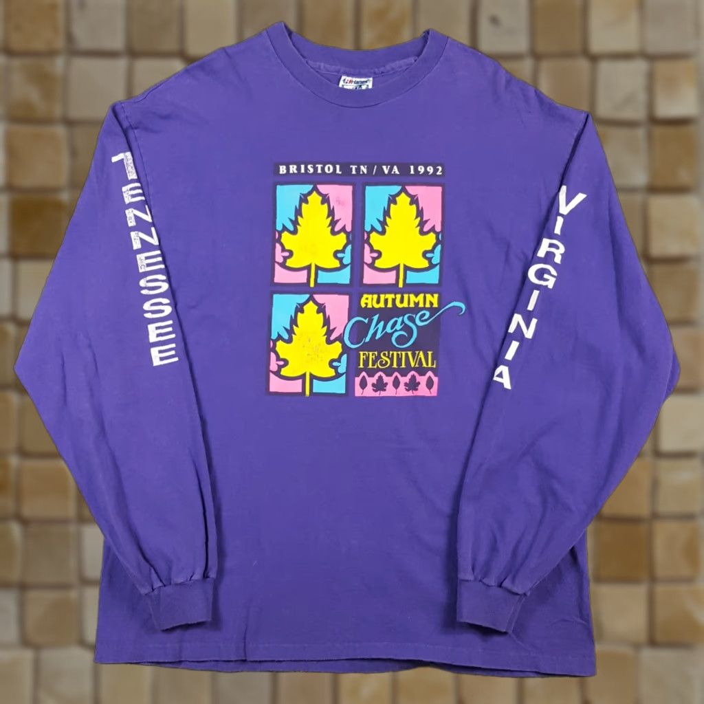 Hanes Vintage Hanes 90s T-Shirt Men XL Autumn Festival Nature Cotton Purple Y2K Vintage Outdoor Market Size US XL / EU 56 / 4 - 1 Thumbnail