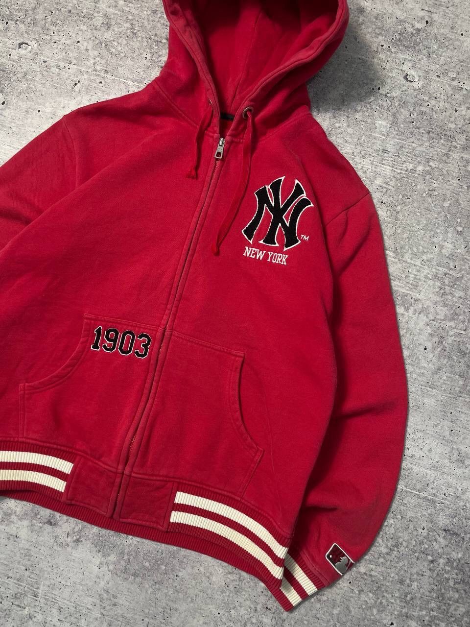 New York Yankees Vintage New York Yankees Big Logo Zip Up Hoodie Y2K Size US L / EU 52-54 / 3 - 3 Thumbnail