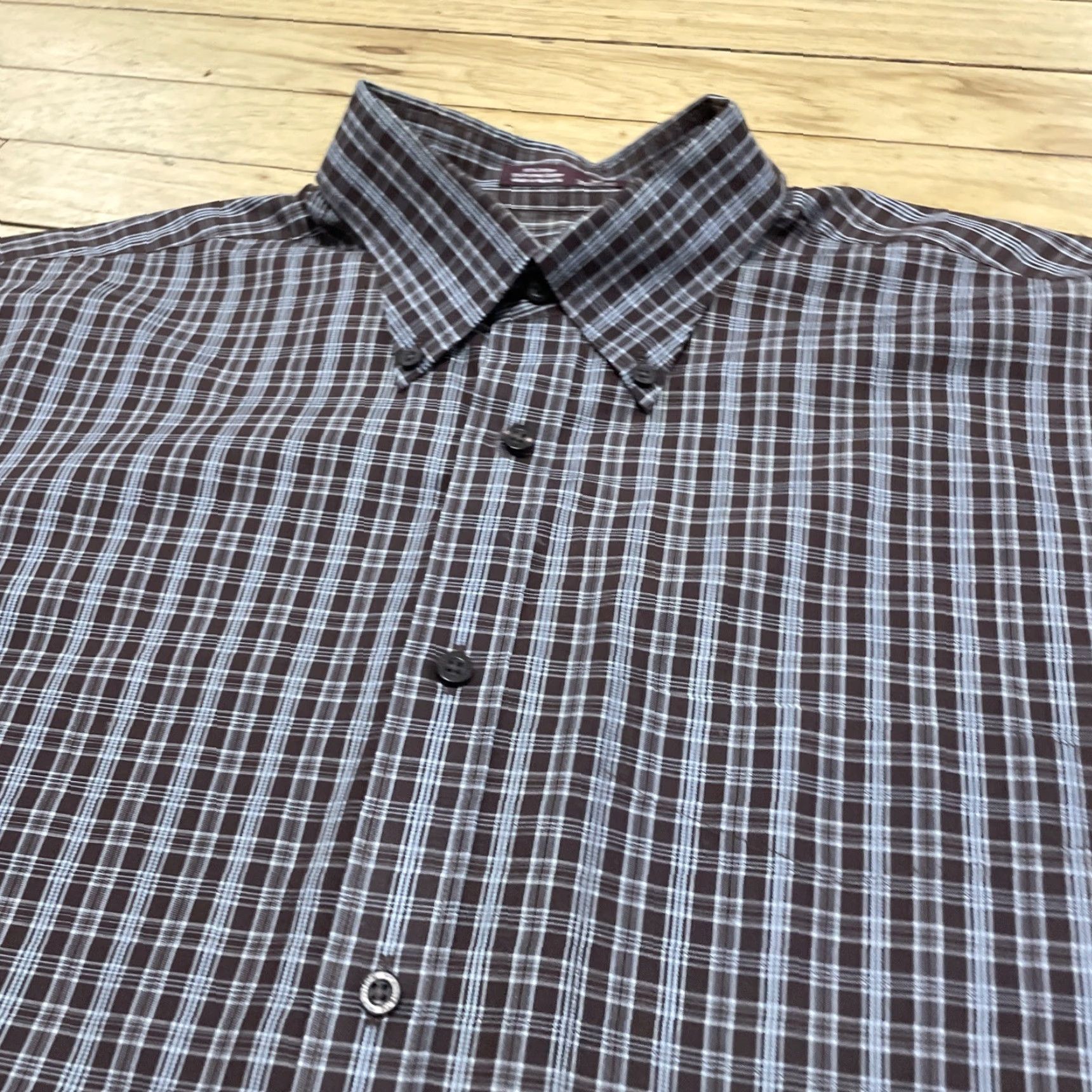 Nordstrom Nordstrom Vintage 90s Smartcare Shirt Men L Brown Plaid Organic Cotton Western Shirt Size US M / EU 48-50 / 2 - 3 Thumbnail