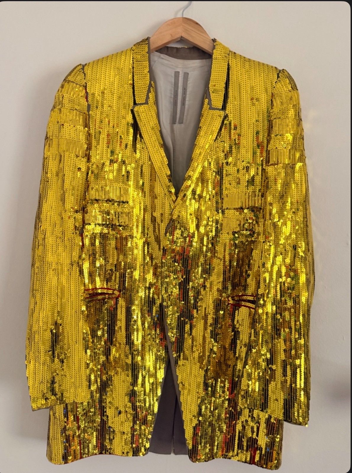 Rick Owens SS18 "Dirt" Gold Sequin Soft Blazer
