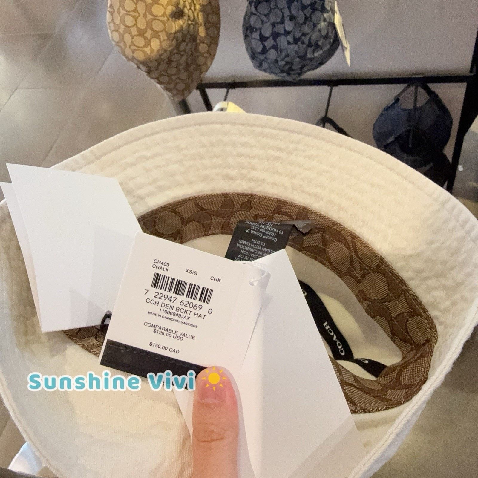 Coach NWT COACH Cap Denim Bucket Hat Cotton CH403 Chalk Xs/s Size ONE SIZE - 5 Thumbnail