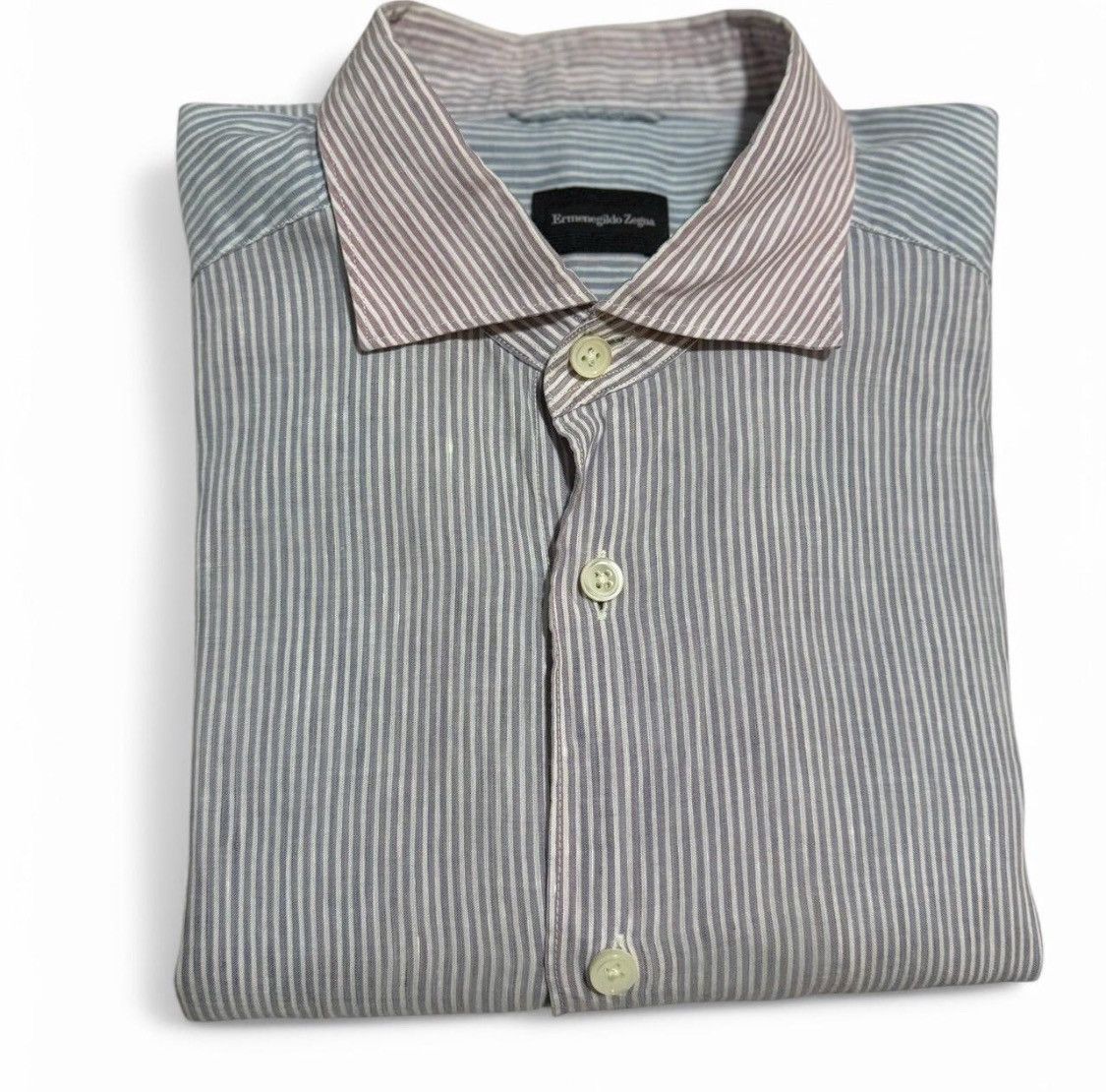 Ermenegildo Zegna Ermenegildo Zegna Linen-Cotton Striped Shirt Size US M / EU 48-50 / 2 - 1 Thumbnail