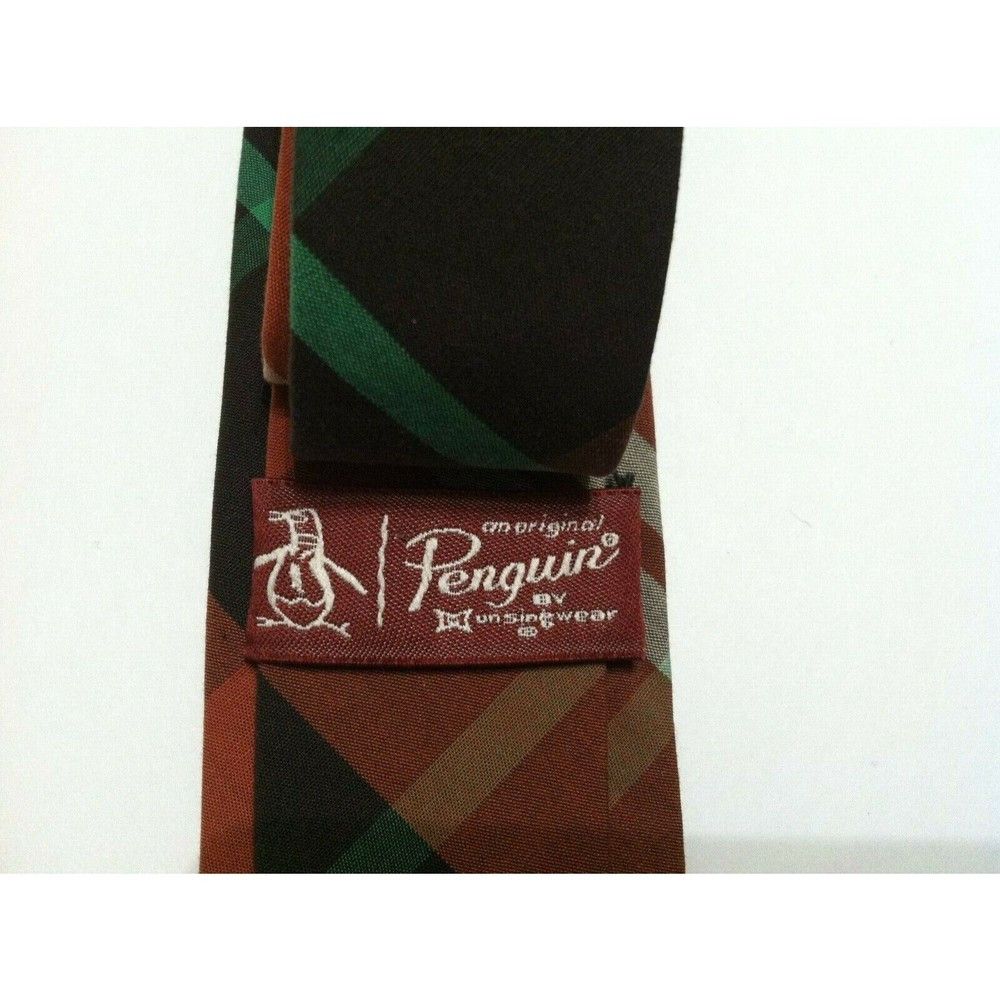 Original Penguin PENGUIN MENS NEW BROWN 100%COTTON PLAID TIE WIDTH: 2 1/8" Size ONE SIZE - 2 Thumbnail